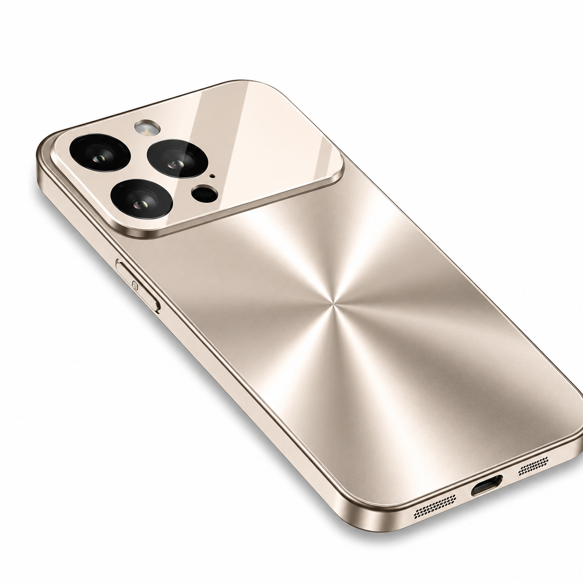 Premium iPhone Case Metal Camera Lens Protection Shockproof Dual Layer Protective Cover Soft Silicone Frame Anti Scratch Non Slip CD Laser 3D Design