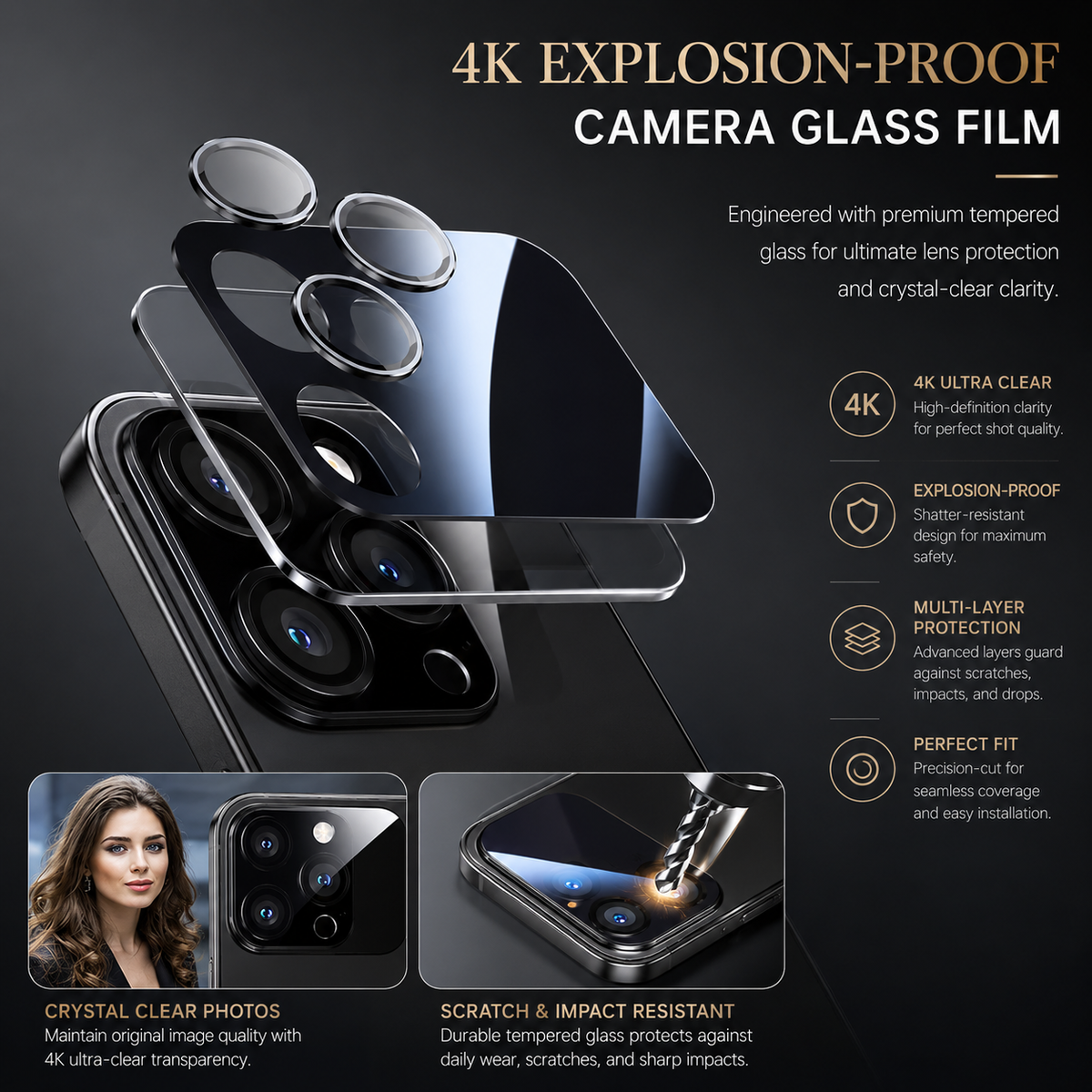 Premium iPhone Case Metal Camera Lens Protection Shockproof Dual Layer Protective Cover Soft Silicone Frame Anti Scratch Non Slip CD Laser 3D Design