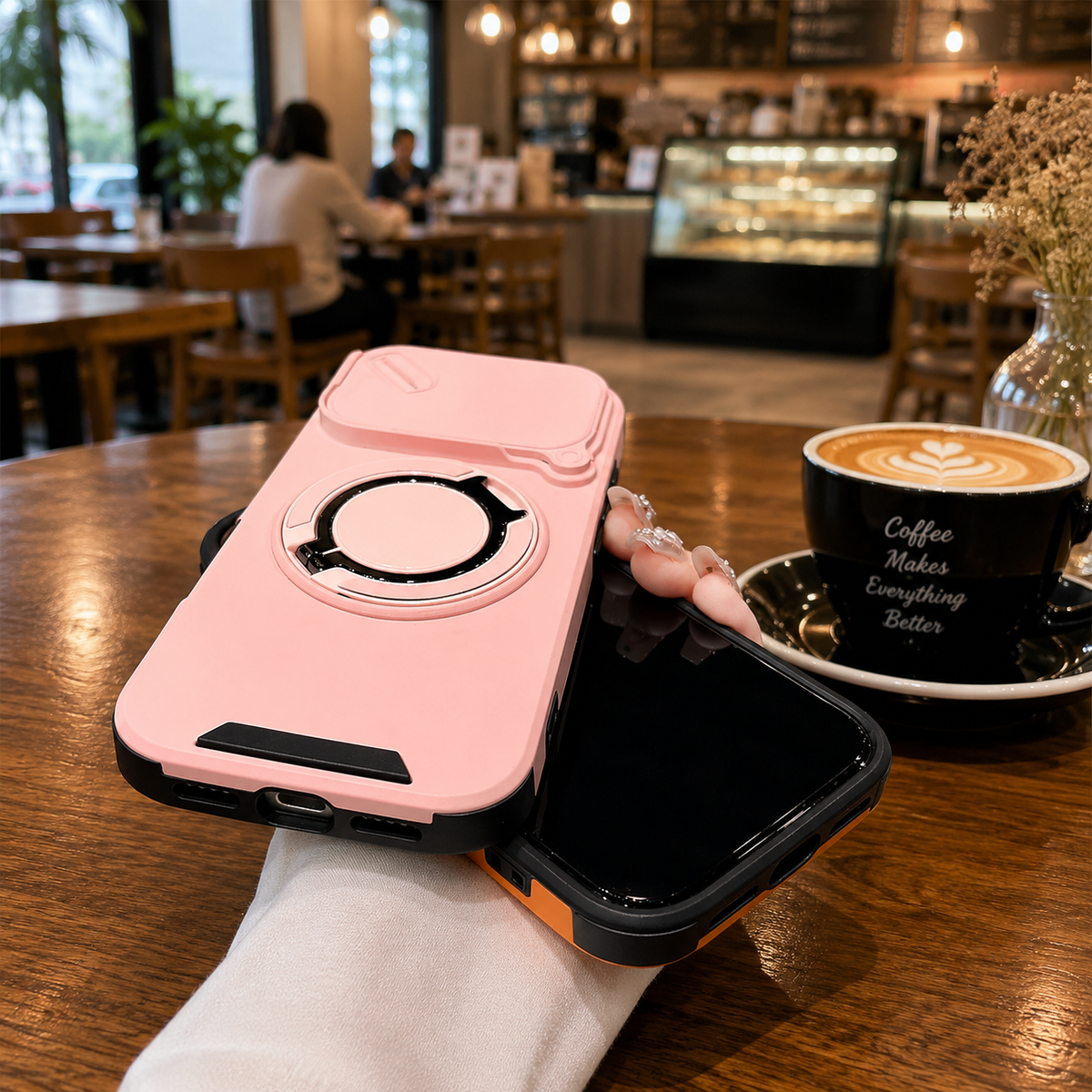 Premium iPhone Case Military Armor Magnetic Ring Cover with 360° Rotating Folding Stand Full Lens Protection Dual-Layer Shockproof Design