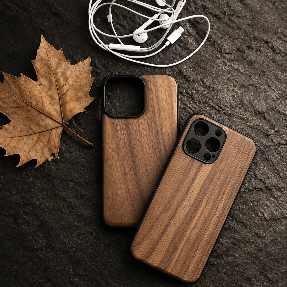 Premium iPhone Case Natural Walnut Wood Magnetic Protective Cover TPU PC Shockproof Anti Scratch Slim Full Coverage Non Slip Handmade Design