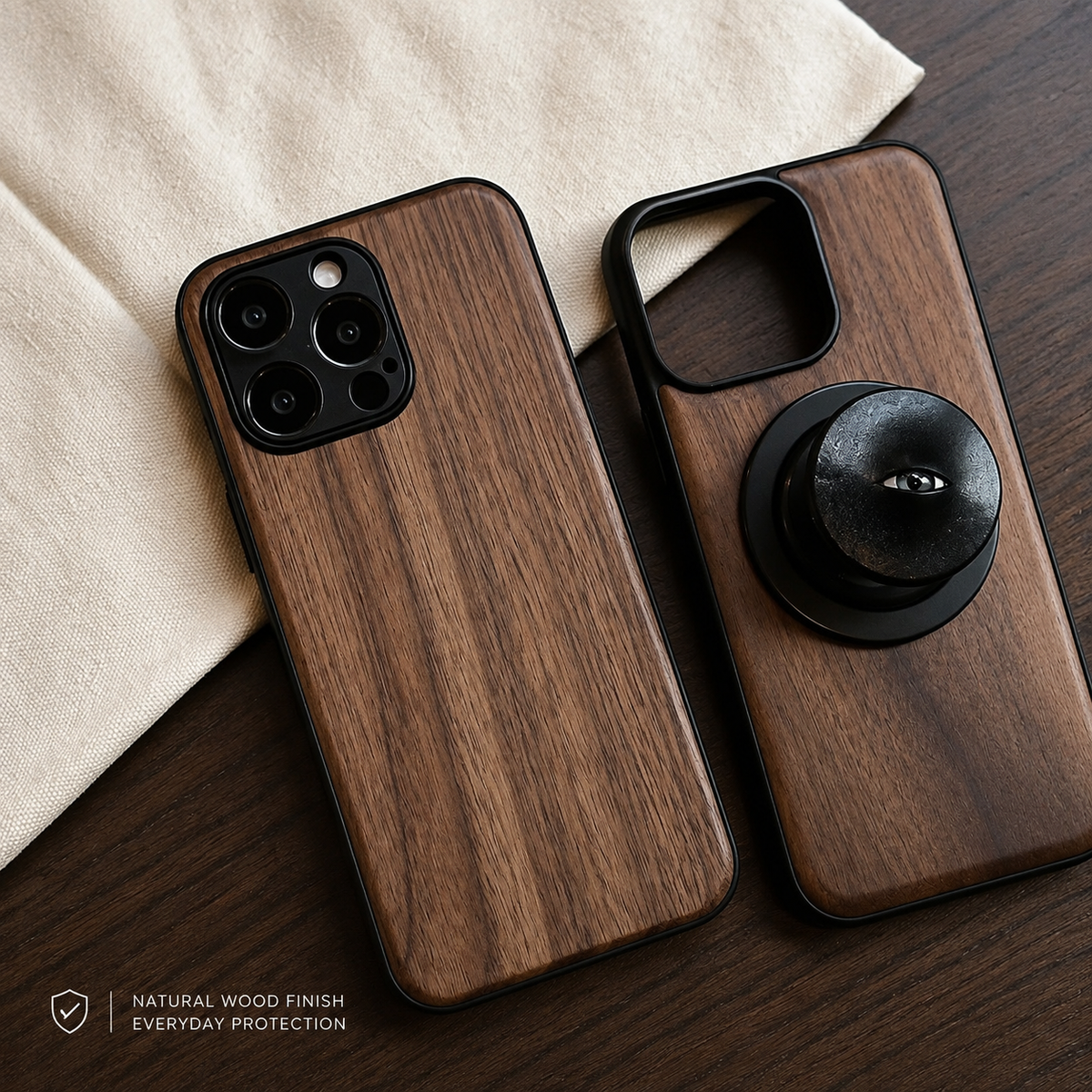 Premium iPhone Case Natural Walnut Wood Magnetic Protective Cover TPU PC Shockproof Anti Scratch Slim Full Coverage Non Slip Handmade Design