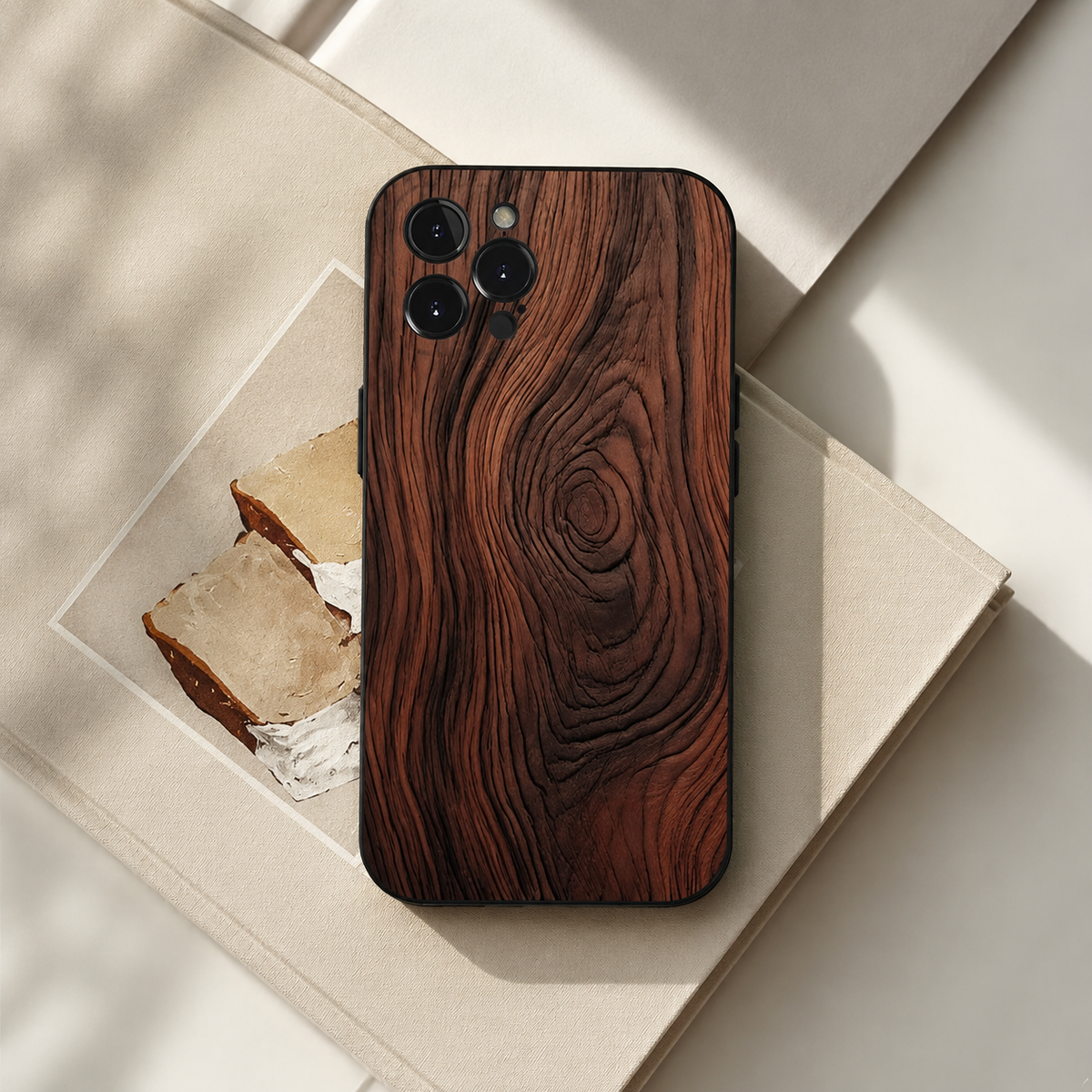 Premium iPhone Case Natural Wood Slim Wooden Back Cover Silicone Frame Lightweight Full Coverage Shockproof Washable Minimalist Design