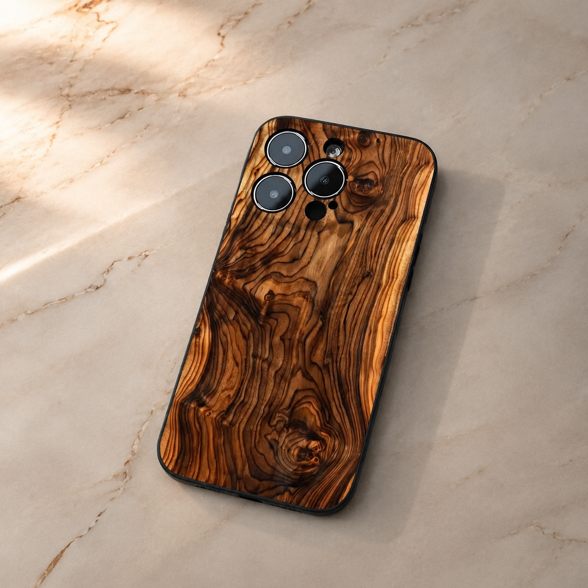 Premium iPhone Case Natural Wood Slim Wooden Back Cover Silicone Frame Lightweight Full Coverage Shockproof Washable Minimalist Design