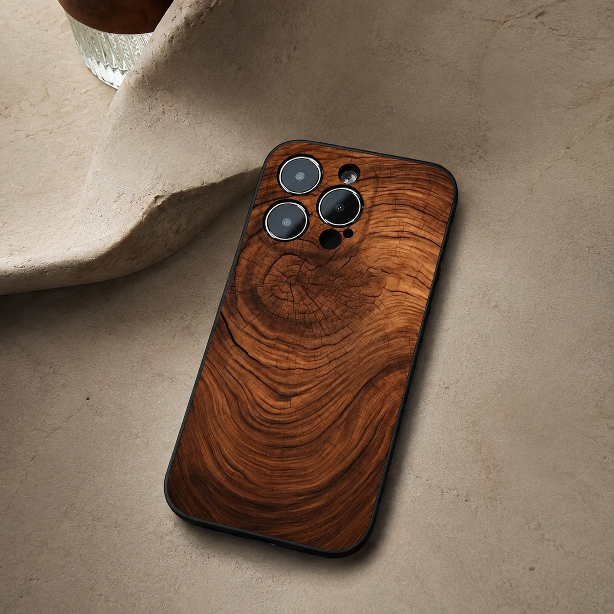 Premium iPhone Case Natural Wood Slim Wooden Back Cover Silicone Frame Lightweight Full Coverage Shockproof Washable Minimalist Design