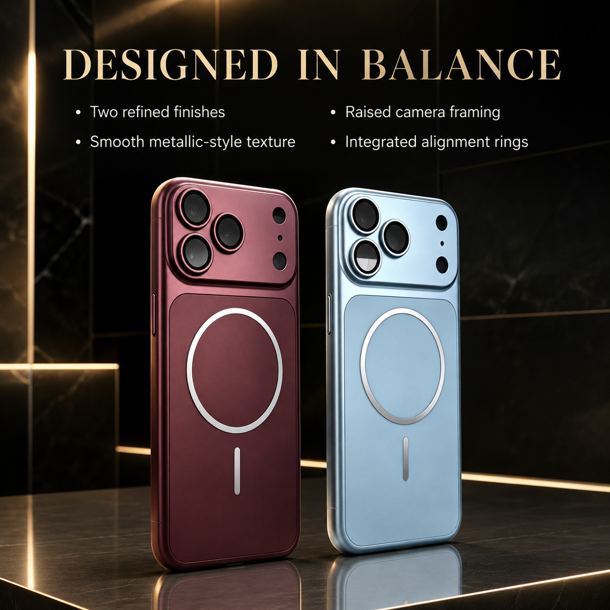 Premium iPhone Case New Metal Color MagSafe Magnetic Large Window Plating Hard PC Shockproof Anti Drop Slim Durable Protective Phone Cover Shell Case