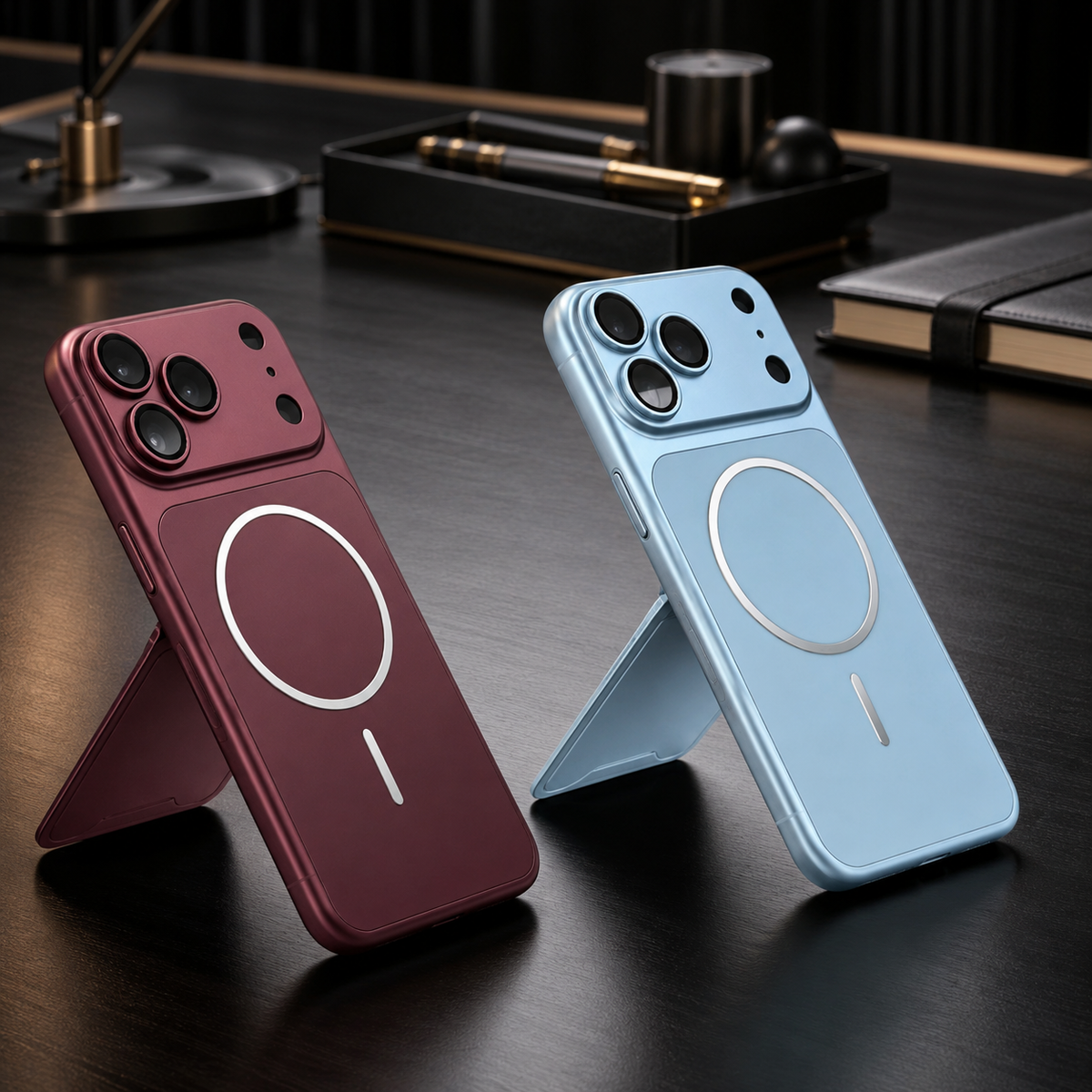 Premium iPhone Case New Metal Color MagSafe Magnetic Large Window Plating Hard PC Shockproof Anti Drop Slim Durable Protective Phone Cover Shell Case