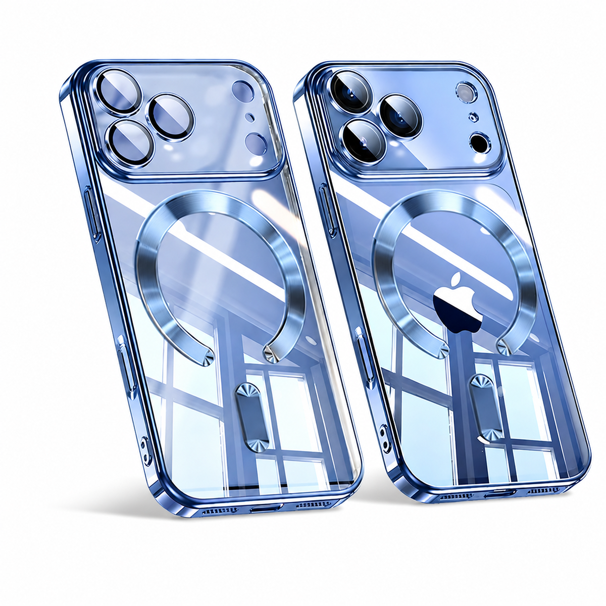 Premium iPhone Case Orange Magnetic Clear TPU Cover with Plated Edge Soft Shockproof Protective Design Wireless Charging Compatible Slim Business Style