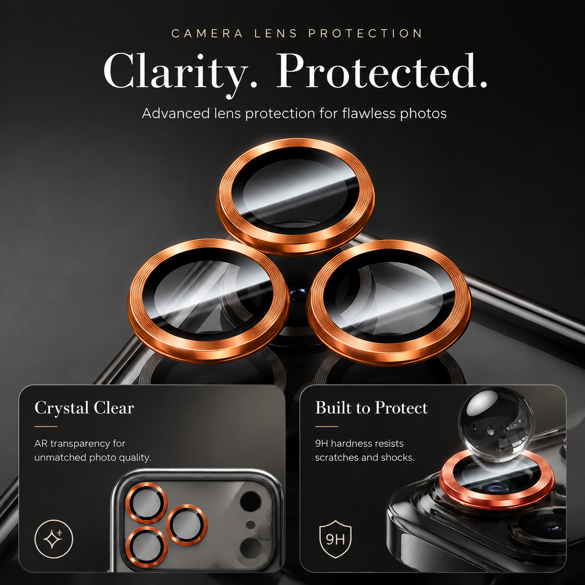 Premium iPhone Case Orange Magnetic Clear TPU Cover with Plated Edge Soft Shockproof Protective Design Wireless Charging Compatible Slim Business Style