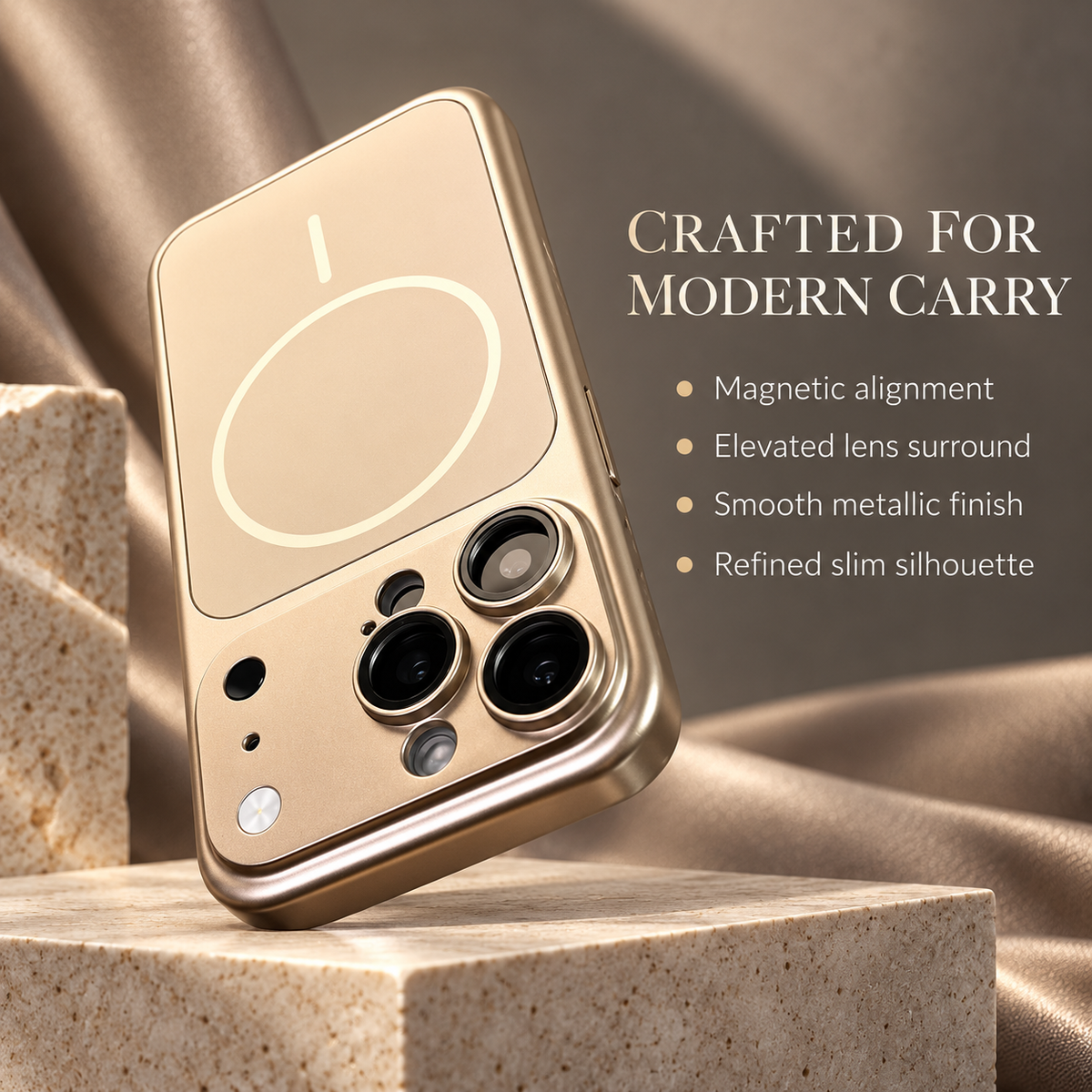 Premium iPhone Case Original Metal Color MagSafe Magnetic Large Window Plating Rugged Hard PC Shockproof Anti Drop Slim Durable Protective Phone Cover Case