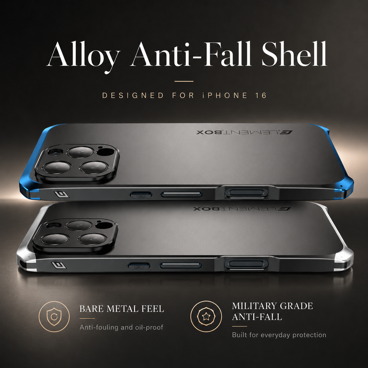 Premium iPhone Case PC Aluminum Alloy Full Coverage Shockproof Anti Scratch Dustproof Washable Non Slip Lightweight Protective Shell Slim Design