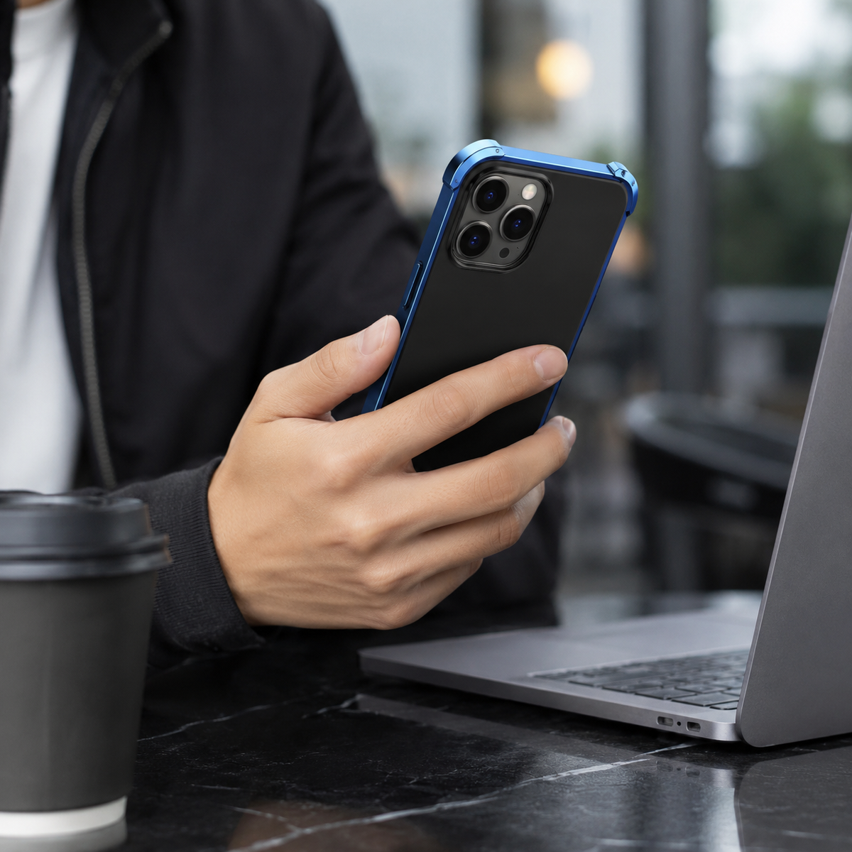 Premium iPhone Case PC Aluminum Alloy Full Coverage Shockproof Anti Scratch Dustproof Washable Non Slip Lightweight Protective Shell Slim Design