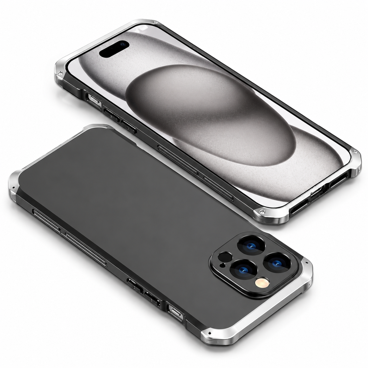 Premium iPhone Case PC Aluminum Alloy Full Coverage Shockproof Anti Scratch Dustproof Washable Non Slip Lightweight Protective Shell Slim Design