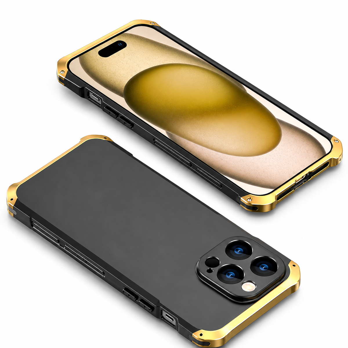 Premium iPhone Case PC Aluminum Alloy Full Coverage Shockproof Anti Scratch Dustproof Washable Non Slip Lightweight Protective Shell Slim Design