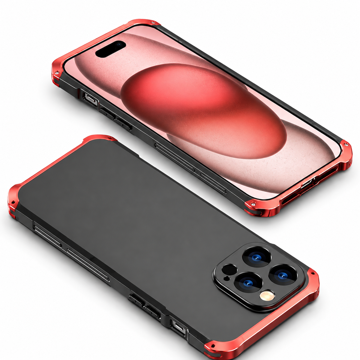 Premium iPhone Case PC Aluminum Alloy Full Coverage Shockproof Anti Scratch Dustproof Washable Non Slip Lightweight Protective Shell Slim Design