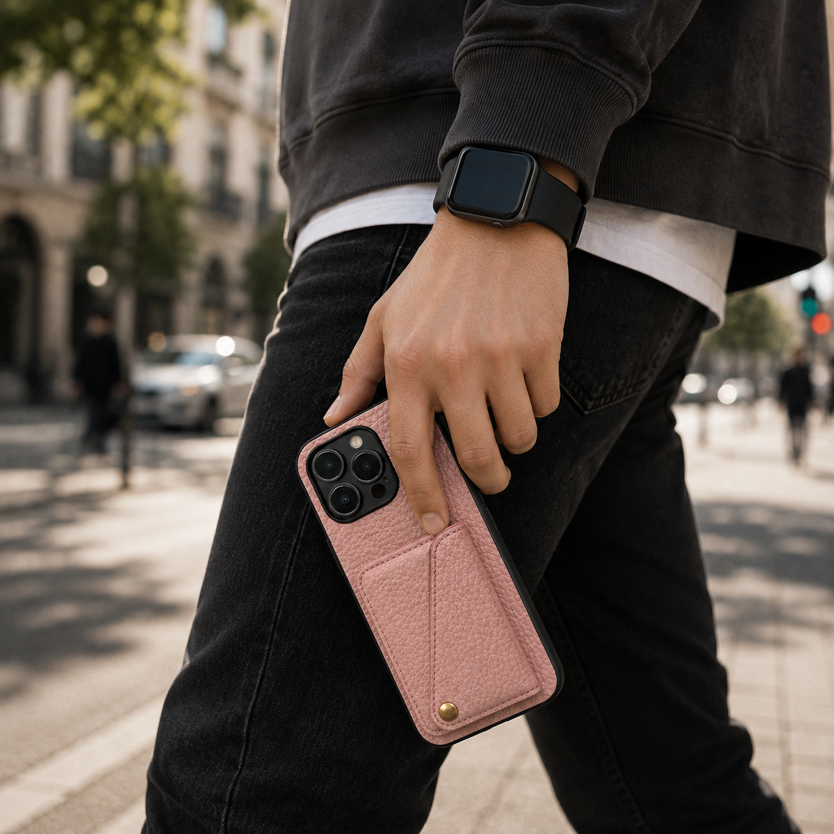 Premium iPhone Case PU Leather Crossbody Wallet Card Holder Detachable Chain Strap Lanyard Full Coverage Shockproof Anti Scratch Non Slip Slim Fit Use