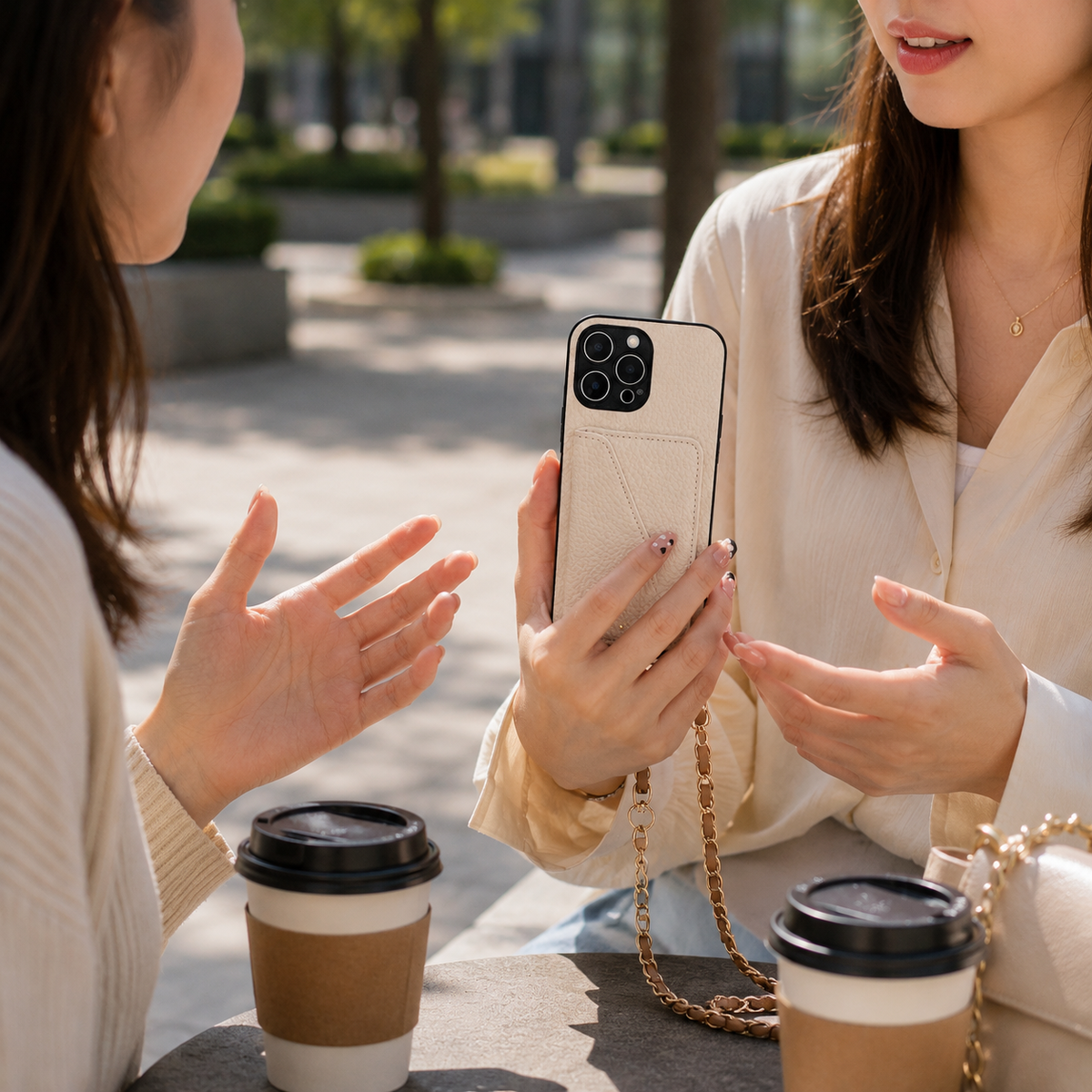 Premium iPhone Case PU Leather Crossbody Wallet Card Holder Detachable Chain Strap Lanyard Full Coverage Shockproof Anti Scratch Non Slip Slim Fit Use