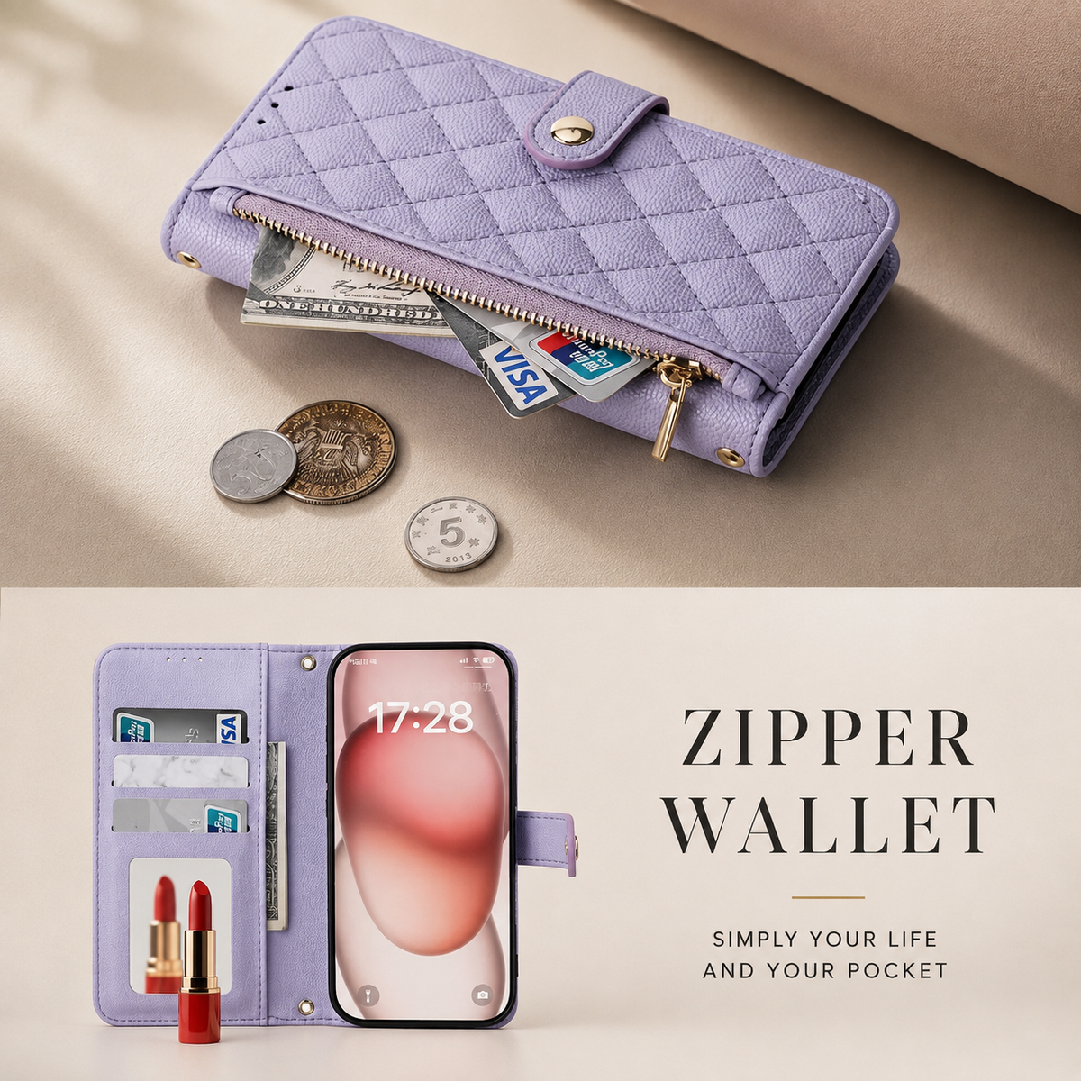 Premium iPhone Case PU Leather Crossbody Wallet Card Holder Lanyard Strap Anti Scratch Non Slip Protective Cover Slim Portable Everyday Carry & Design