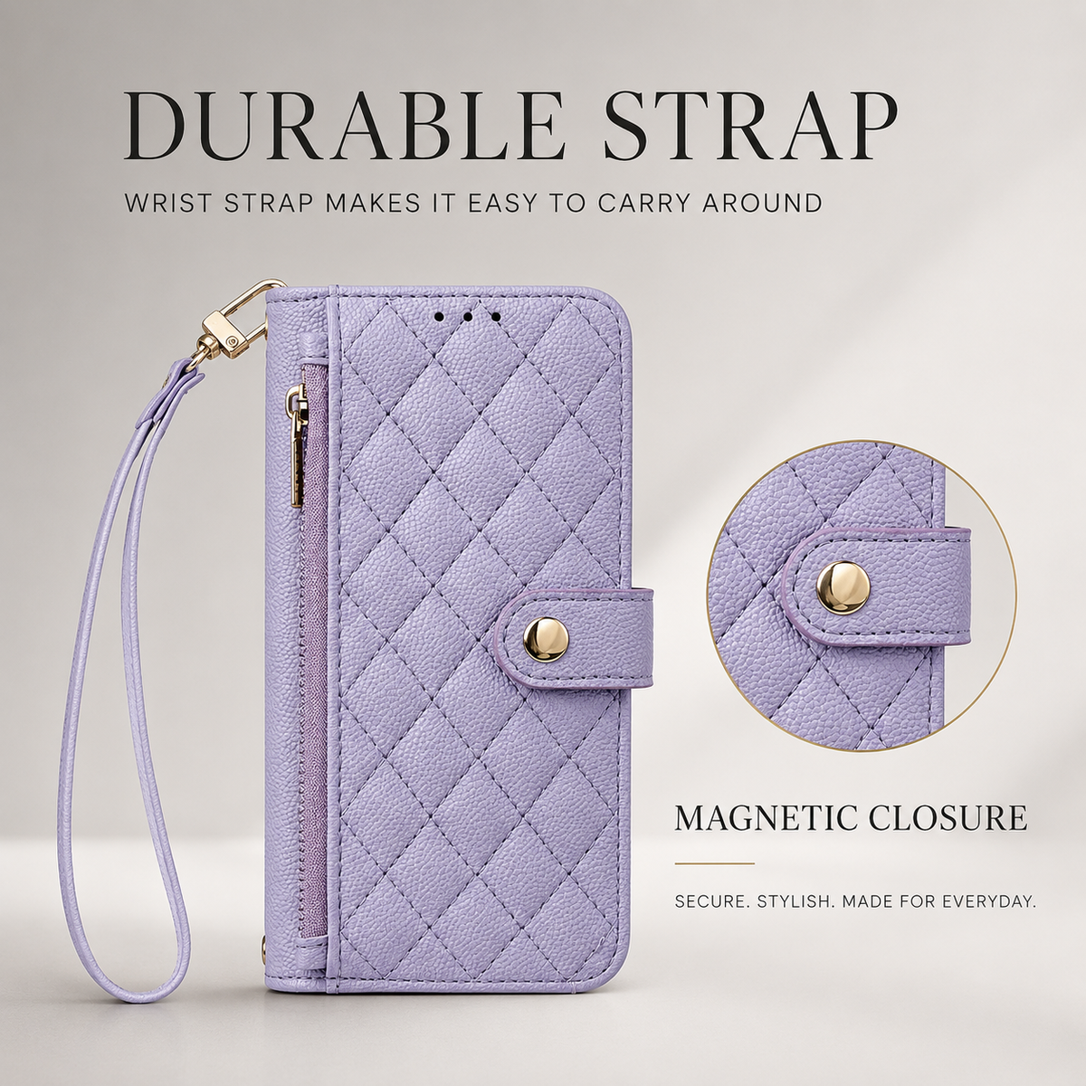 Premium iPhone Case PU Leather Crossbody Wallet Card Holder Lanyard Strap Anti Scratch Non Slip Protective Cover Slim Portable Everyday Carry & Design