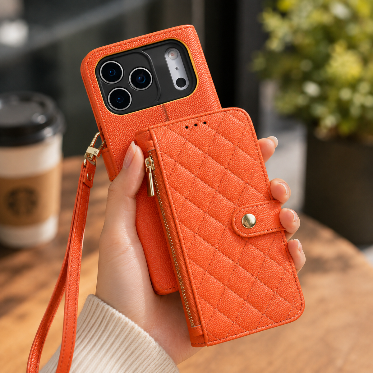 Premium iPhone Case PU Leather Crossbody Wallet Card Holder Lanyard Strap Anti Scratch Non Slip Protective Cover Slim Portable Everyday Carry & Design