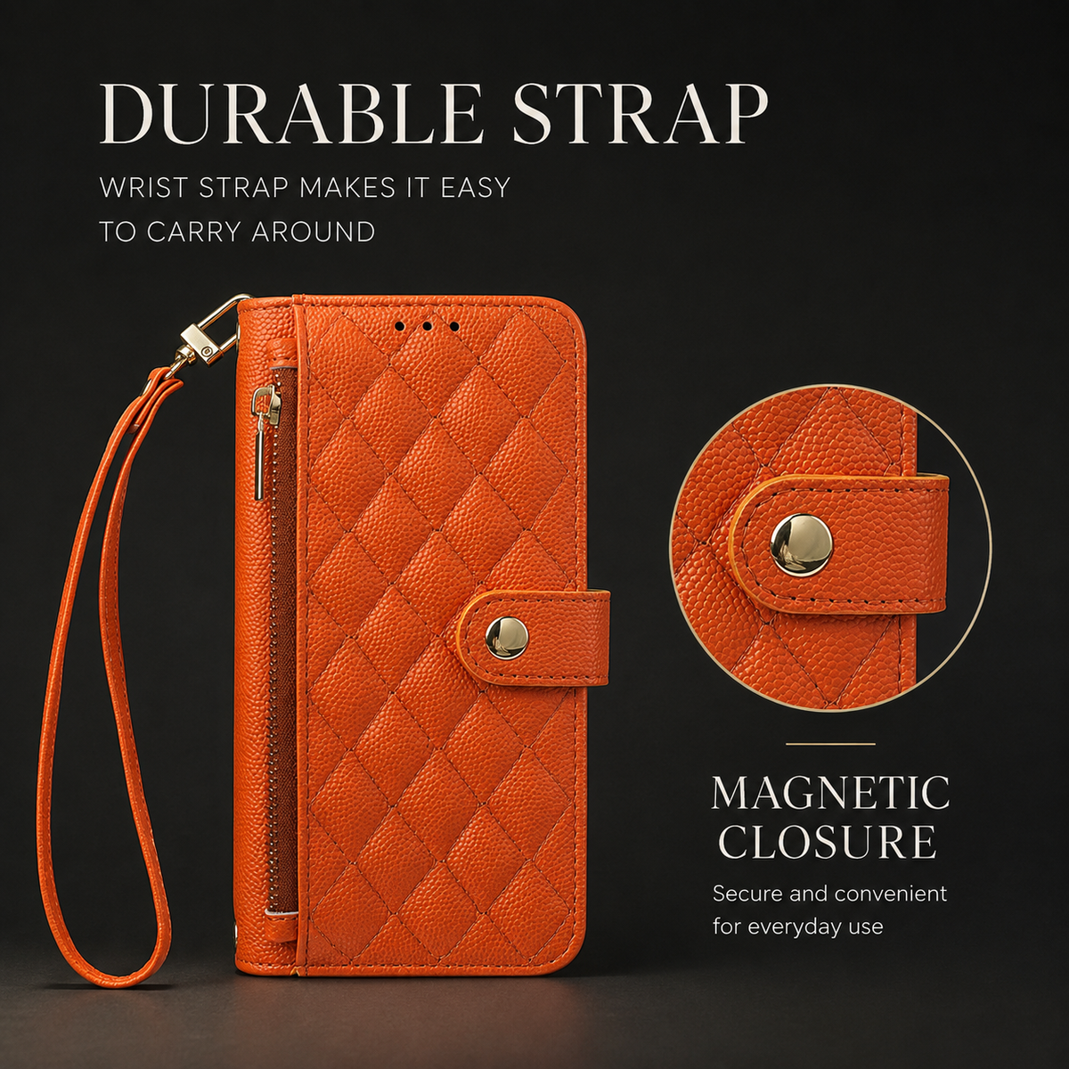 Premium iPhone Case PU Leather Crossbody Wallet Card Holder Lanyard Strap Anti Scratch Non Slip Protective Cover Slim Portable Everyday Carry & Design