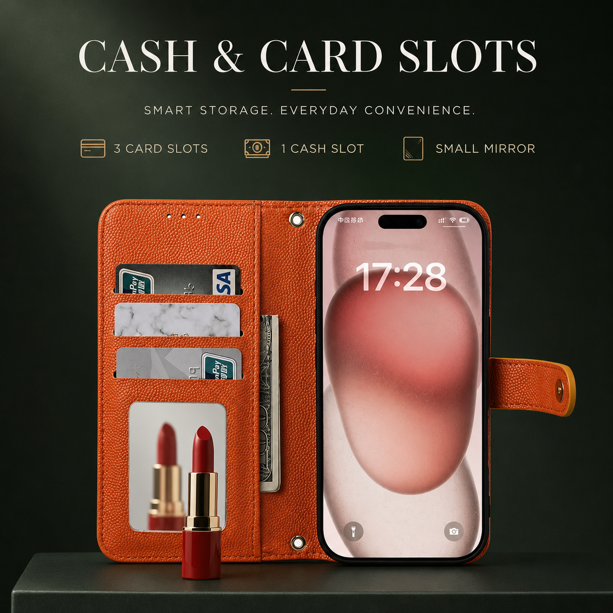 Premium iPhone Case PU Leather Crossbody Wallet Card Holder Lanyard Strap Anti Scratch Non Slip Protective Cover Slim Portable Everyday Carry & Design
