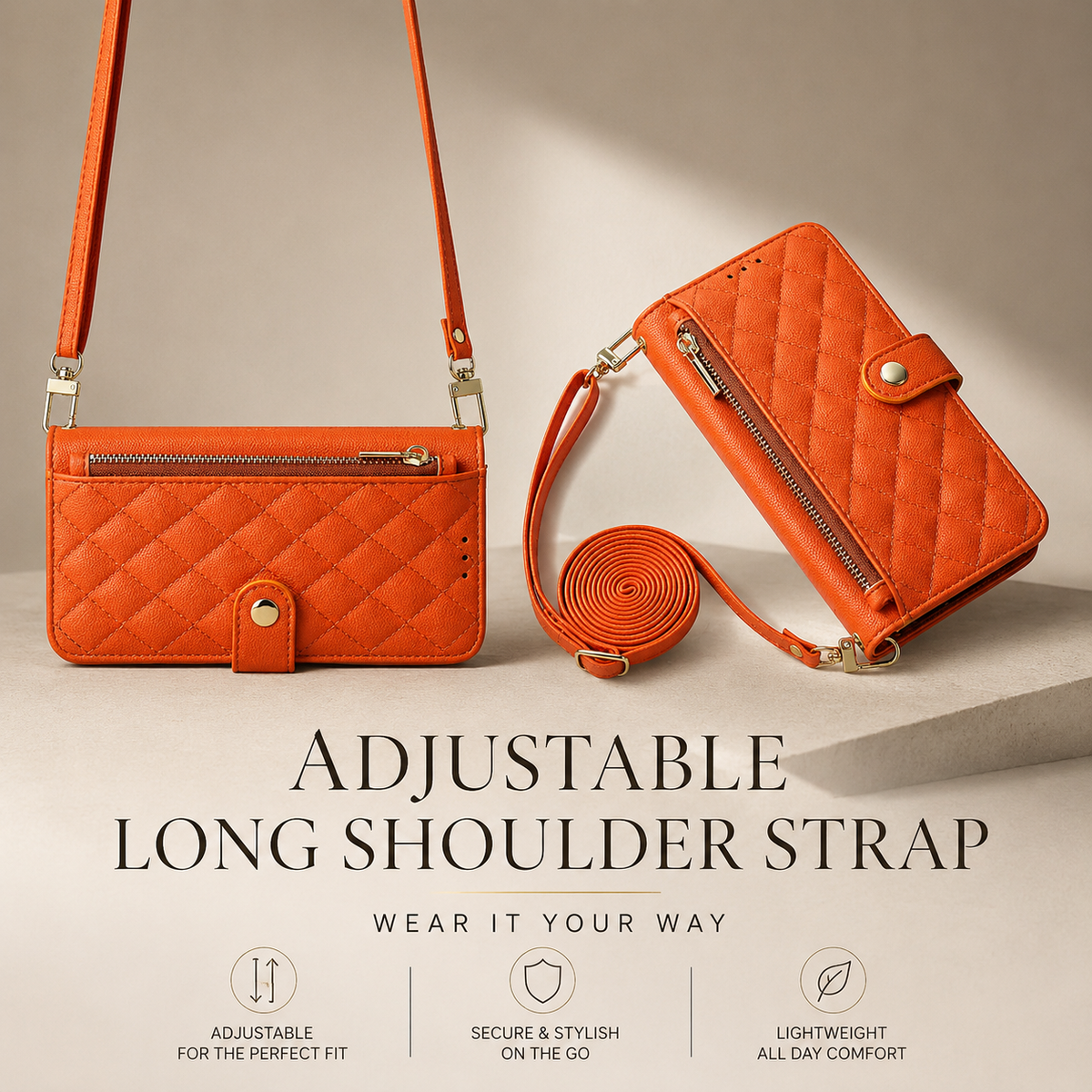 Premium iPhone Case PU Leather Crossbody Wallet Card Holder Lanyard Strap Anti Scratch Non Slip Protective Cover Slim Portable Everyday Carry & Design