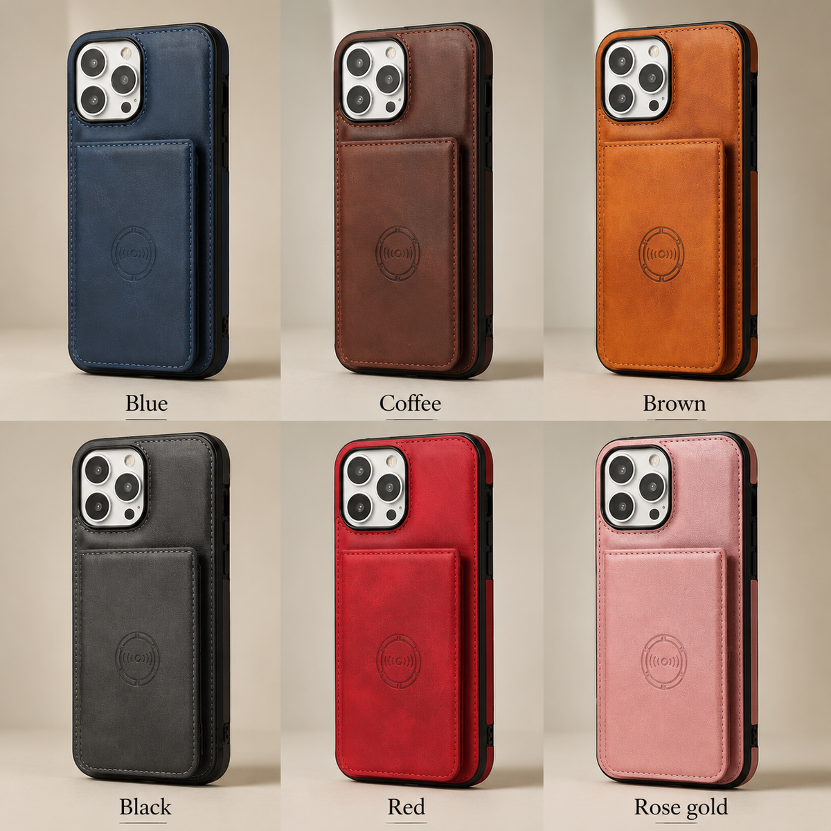 Premium iPhone Case RFID Blocking Leather Wallet Magnetic Closure Card Holder Shockproof Full Protection Anti Scratch Secure Storage Slim Cover