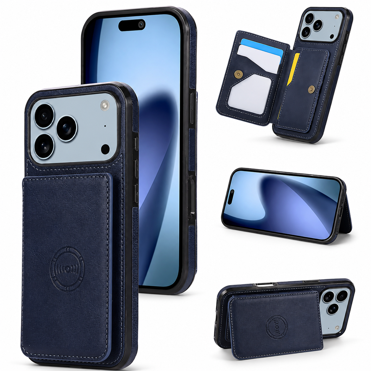 Premium iPhone Case RFID Blocking Leather Wallet Magnetic Closure Card Holder Shockproof Full Protection Anti Scratch Secure Storage Slim Cover