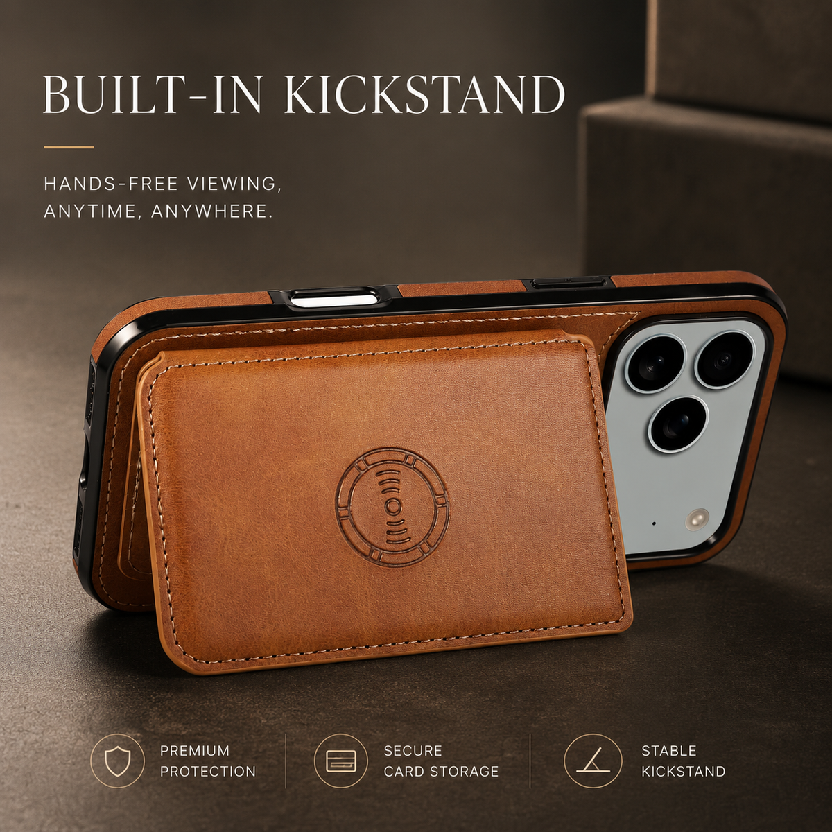 Premium iPhone Case RFID Blocking Leather Wallet Magnetic Closure Card Holder Shockproof Full Protection Anti Scratch Secure Storage Slim Cover