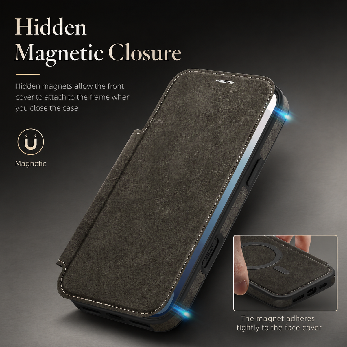 Premium iPhone Case RFID Blocking Magnetic Leather Wallet Flip Cover Card Holder Kickstand Shockproof Dual Layer Wireless Charging Protective Design