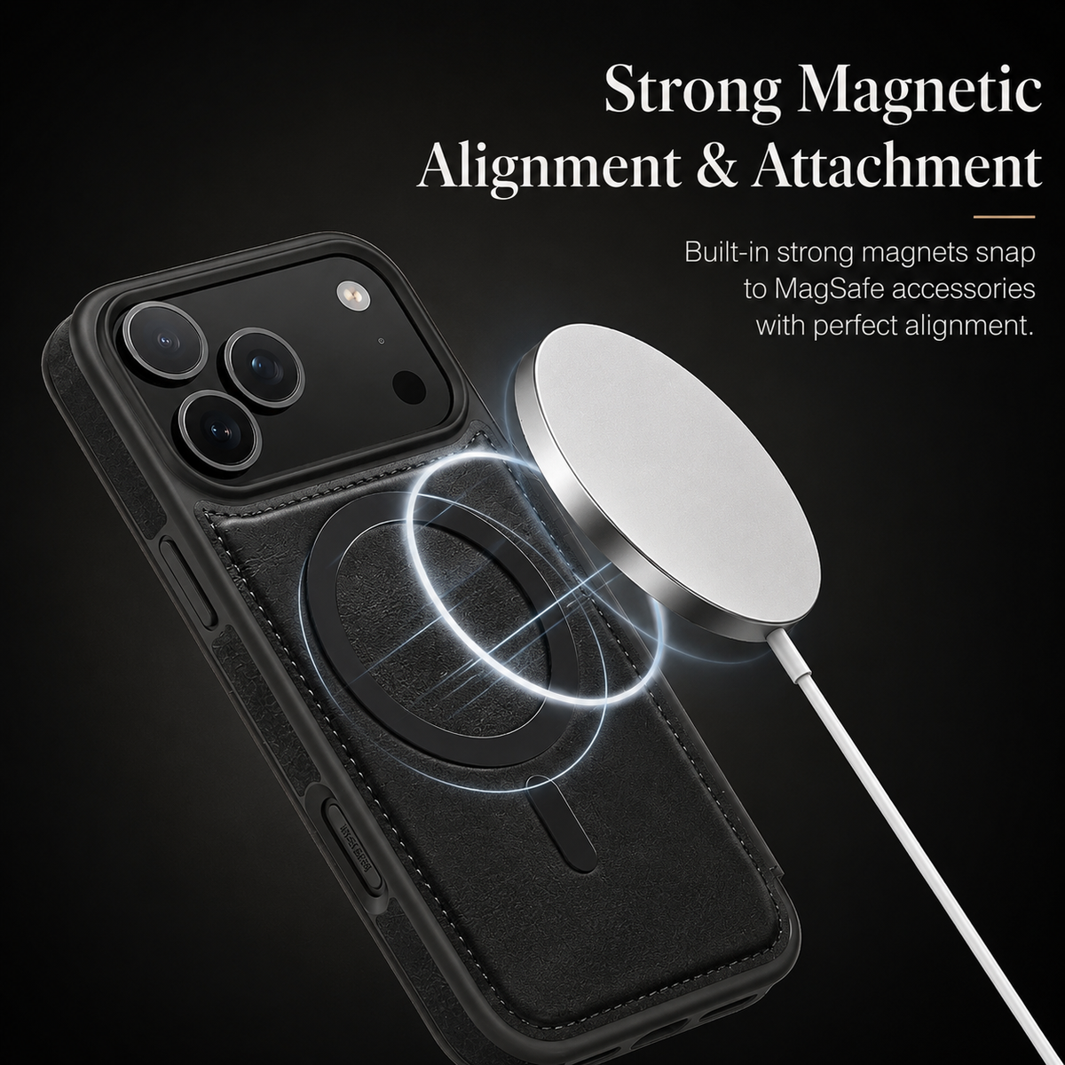 Premium iPhone Case RFID Blocking Magnetic Leather Wallet Flip Cover Card Holder Kickstand Shockproof Dual Layer Wireless Charging Protective Design