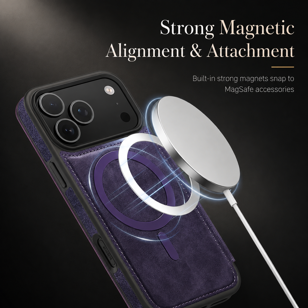 Premium iPhone Case RFID Blocking Magnetic Leather Wallet Flip Cover Card Holder Kickstand Shockproof Dual Layer Wireless Charging Protective Design