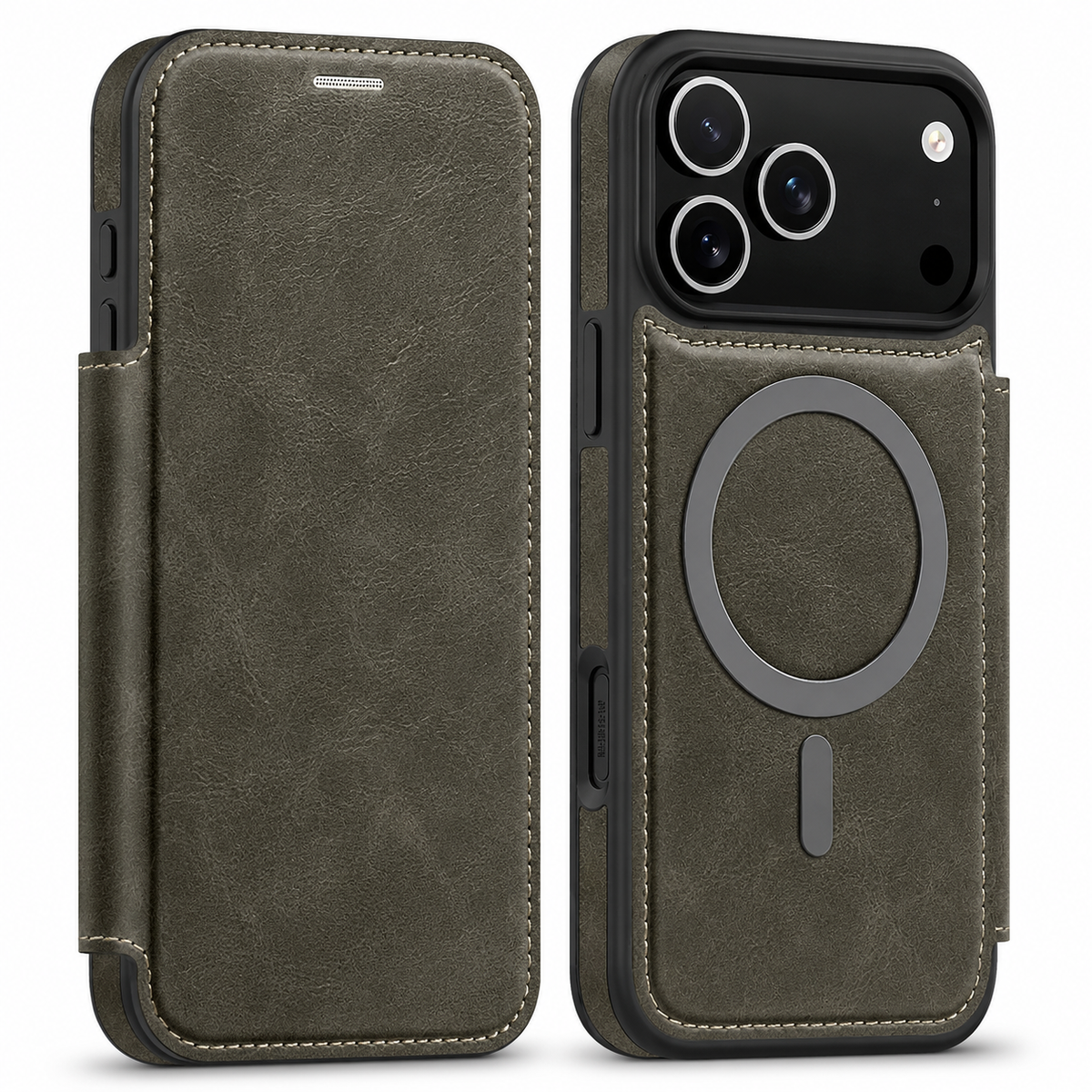 Premium iPhone Case RFID Blocking Magnetic Leather Wallet Flip Cover Card Holder Kickstand Shockproof Dual Layer Wireless Charging Protective Design