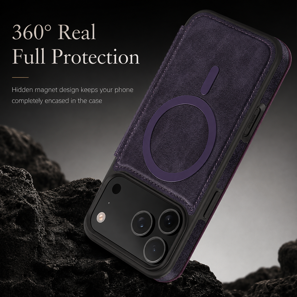 Premium iPhone Case RFID Blocking Magnetic Leather Wallet Flip Cover Card Holder Kickstand Shockproof Dual Layer Wireless Charging Protective Design