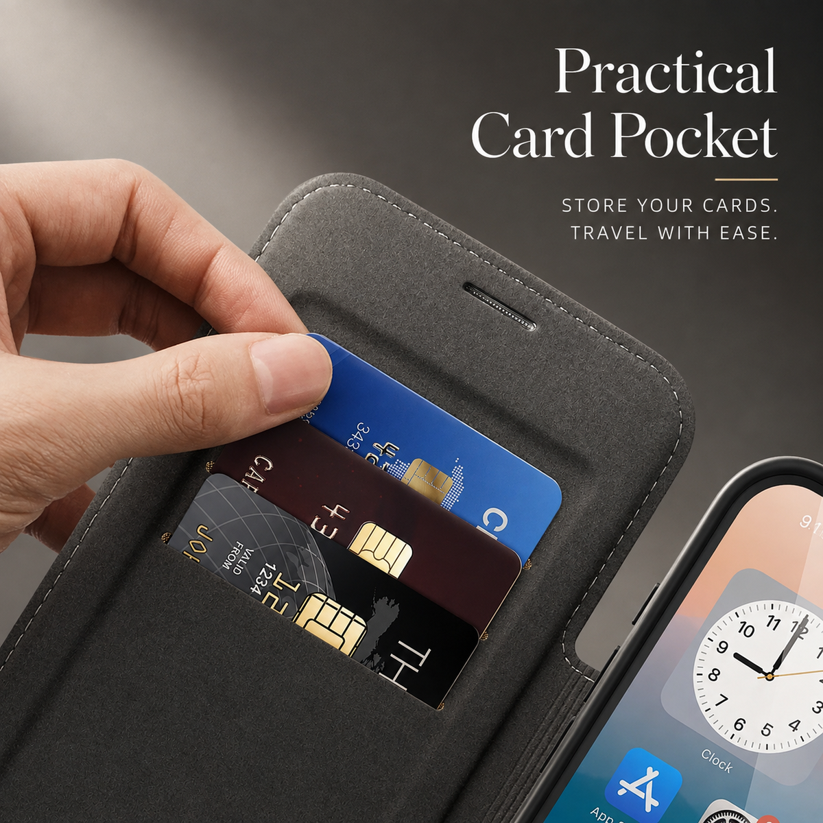 Premium iPhone Case RFID Blocking Magnetic Leather Wallet Flip Cover Card Holder Kickstand Shockproof Dual Layer Wireless Charging Protective Design
