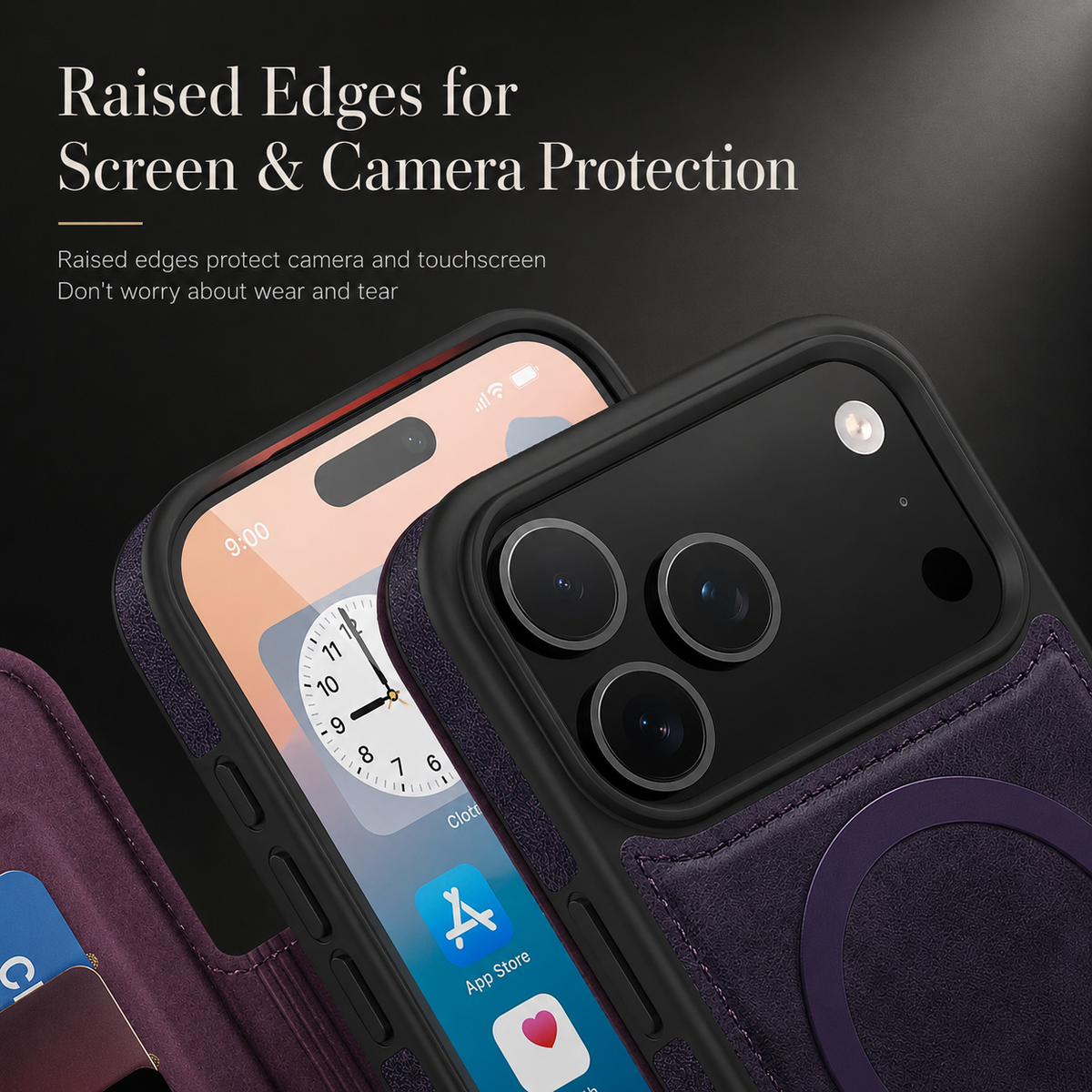 Premium iPhone Case RFID Blocking Magnetic Leather Wallet Flip Cover Card Holder Kickstand Shockproof Dual Layer Wireless Charging Protective Design