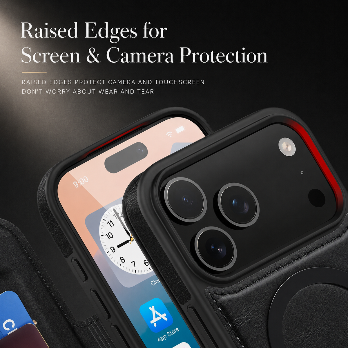 Premium iPhone Case RFID Blocking Magnetic Leather Wallet Flip Cover Card Holder Kickstand Shockproof Dual Layer Wireless Charging Protective Design