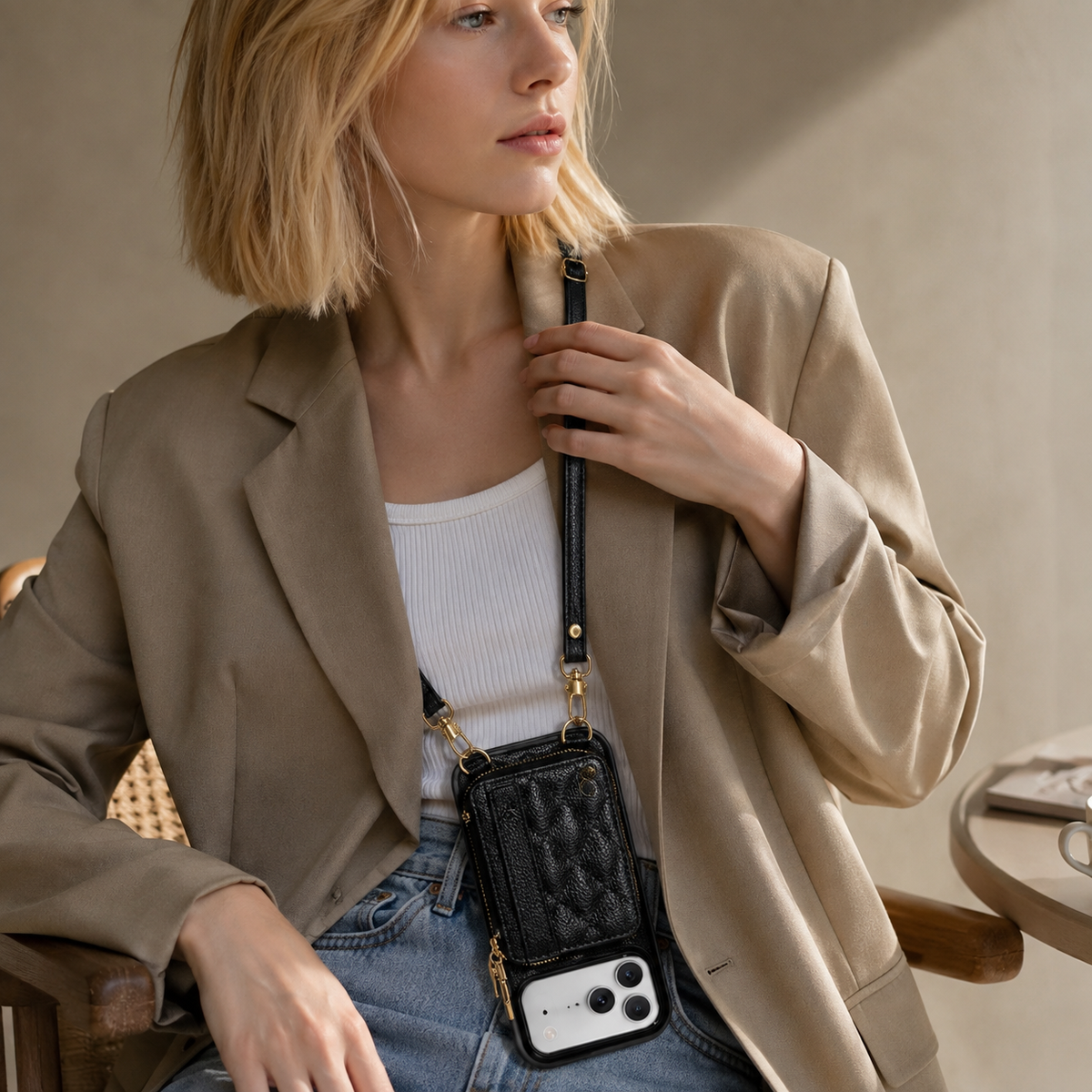 Premium iPhone Case RFID Blocking PU Leather Wallet Cover Wrist Strap Crossbody Card Holder Storage Full Protection For Travel Carry Wallet Pouch Case