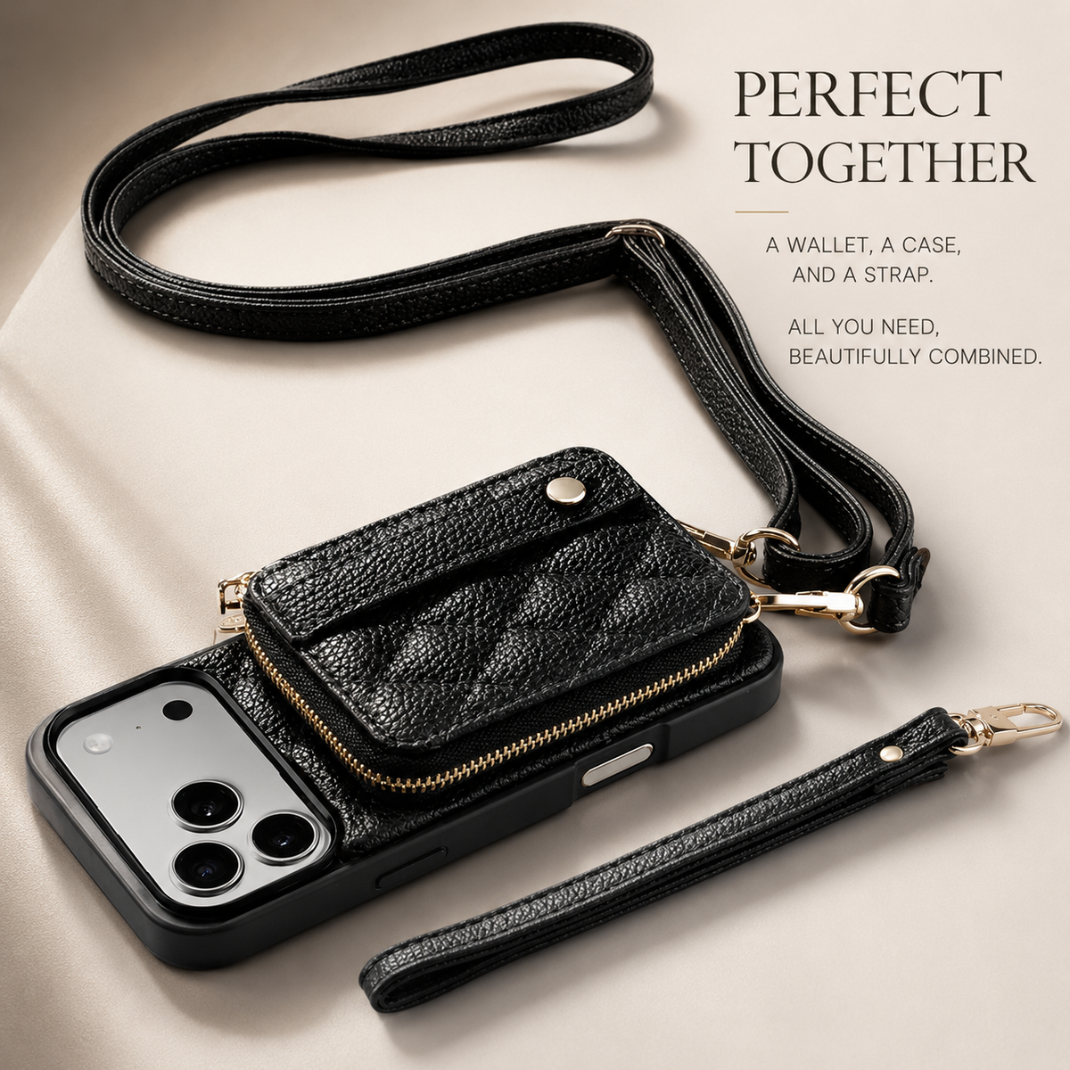 Premium iPhone Case RFID Blocking PU Leather Wallet Cover Wrist Strap Crossbody Card Holder Storage Full Protection For Travel Carry Wallet Pouch Case