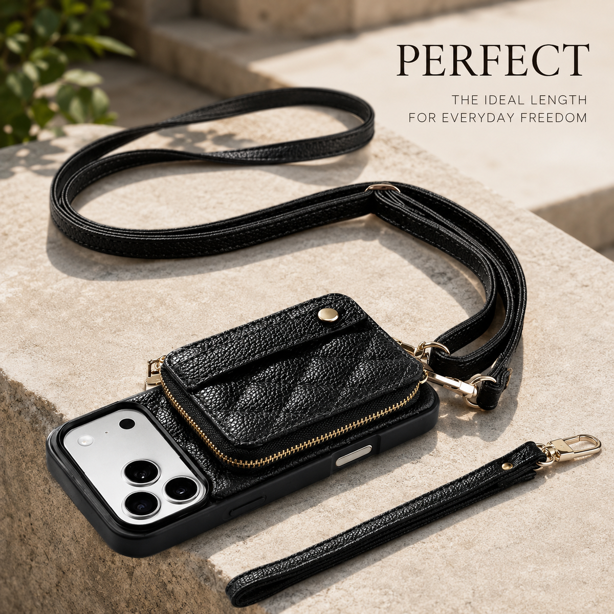 Premium iPhone Case RFID Blocking PU Leather Wallet Cover Wrist Strap Crossbody Card Holder Storage Full Protection For Travel Carry Wallet Pouch Case