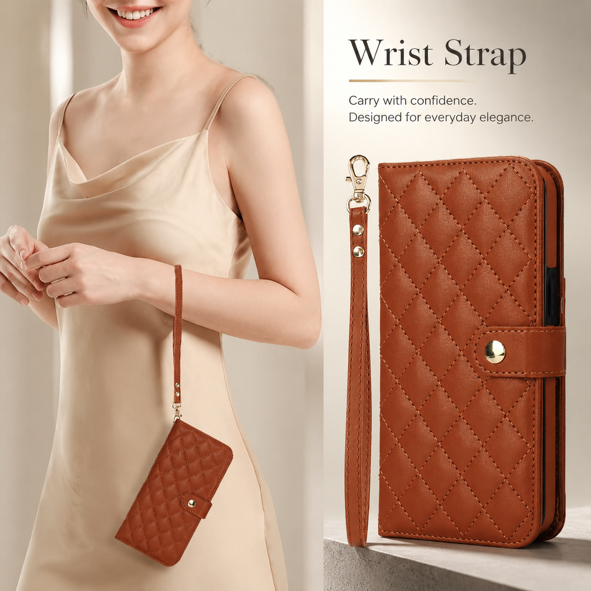 Premium iPhone Case RFID Blocking Wallet Crossbody Flip Cover PU Leather Card Holder Magnetic Closure Shockproof Protective Full Coverage Strap
