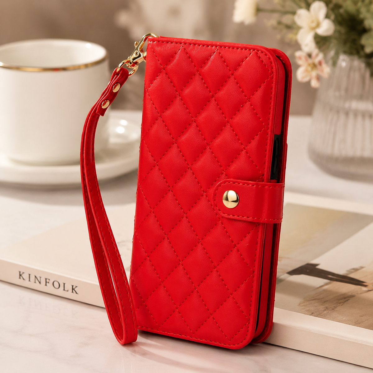 Premium iPhone Case RFID Blocking Wallet Crossbody Flip Cover PU Leather Card Holder Magnetic Closure Shockproof Protective Full Coverage Strap
