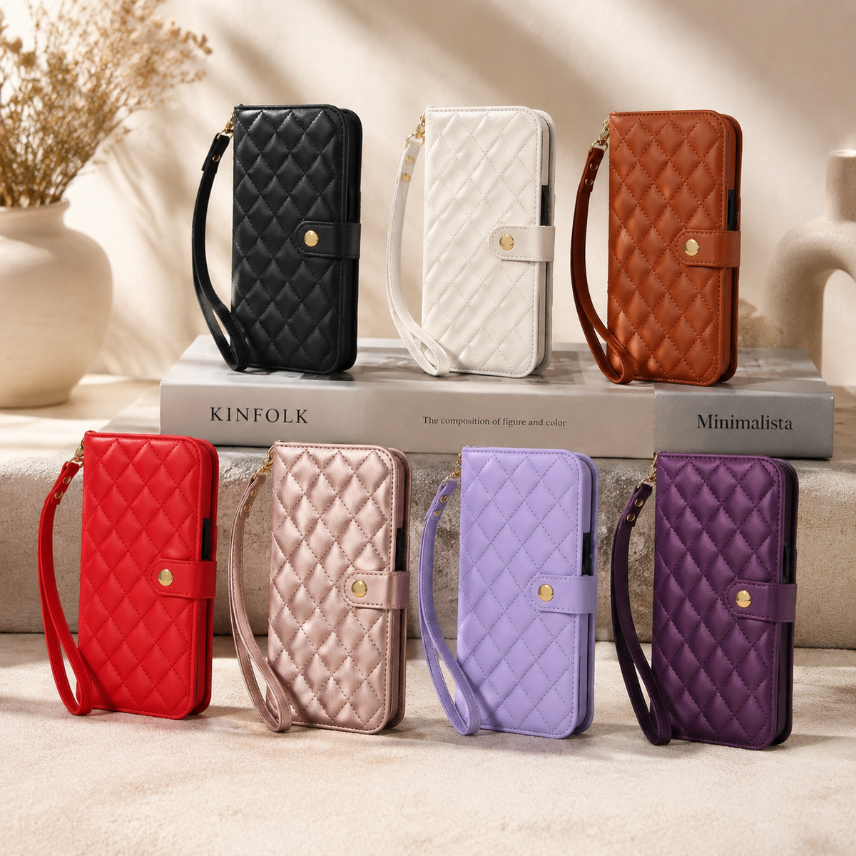 Premium iPhone Case RFID Blocking Wallet Crossbody Flip Cover PU Leather Card Holder Magnetic Closure Shockproof Protective Full Coverage Strap