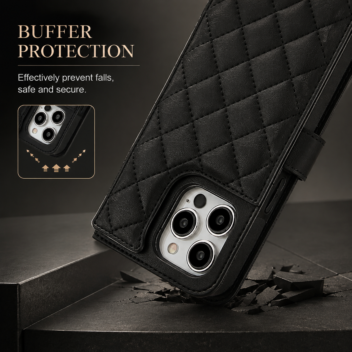 Premium iPhone Case RFID Blocking Wallet Crossbody Flip Cover PU Leather Card Holder Magnetic Closure Shockproof Protective Full Coverage Strap