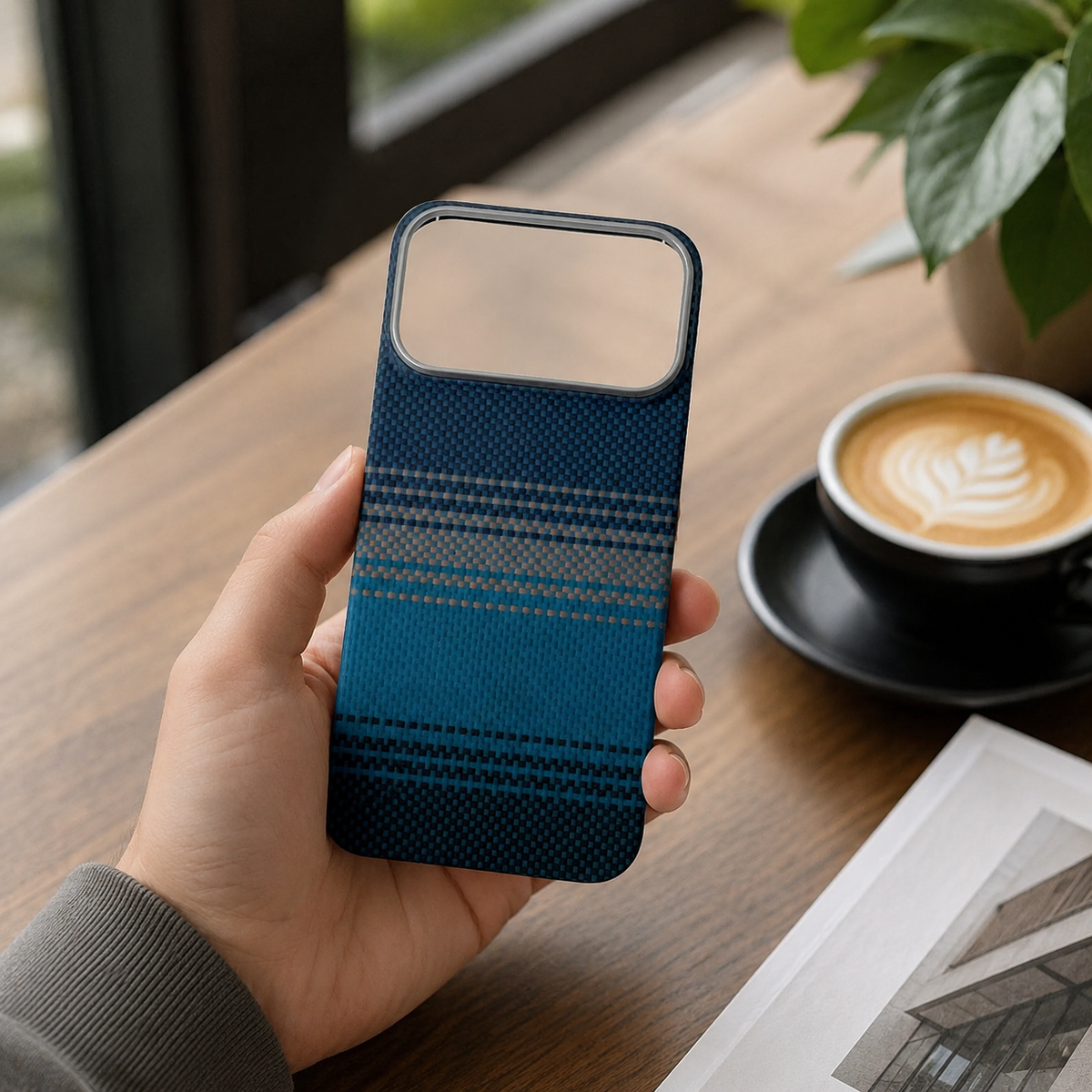 Premium iPhone Case Real 600D Carbon Fiber MagSafe Compatible Aramid Kevlar Full Coverage Waterproof Anti Scratch Matte Anti Fingerprint Slim Protective Cover
