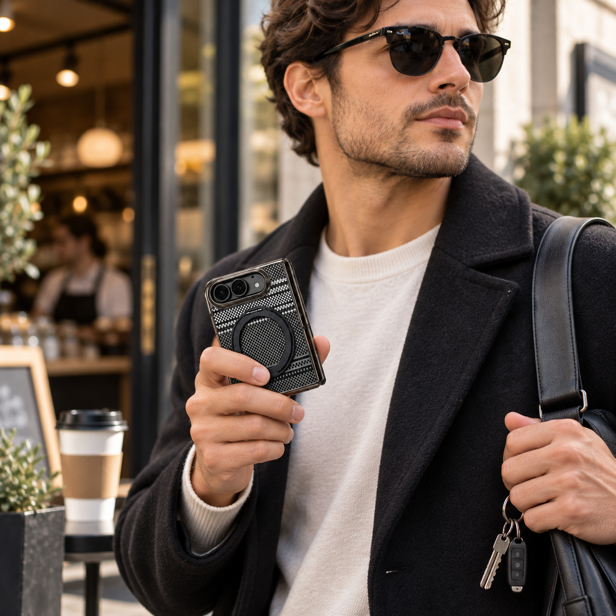 Premium iPhone Case Retro Leather Pattern Metal Magnetic Folding Bracket Tempered Film Shockproof Slim Durable Non Slip Protective Luxury Phone Cover Case