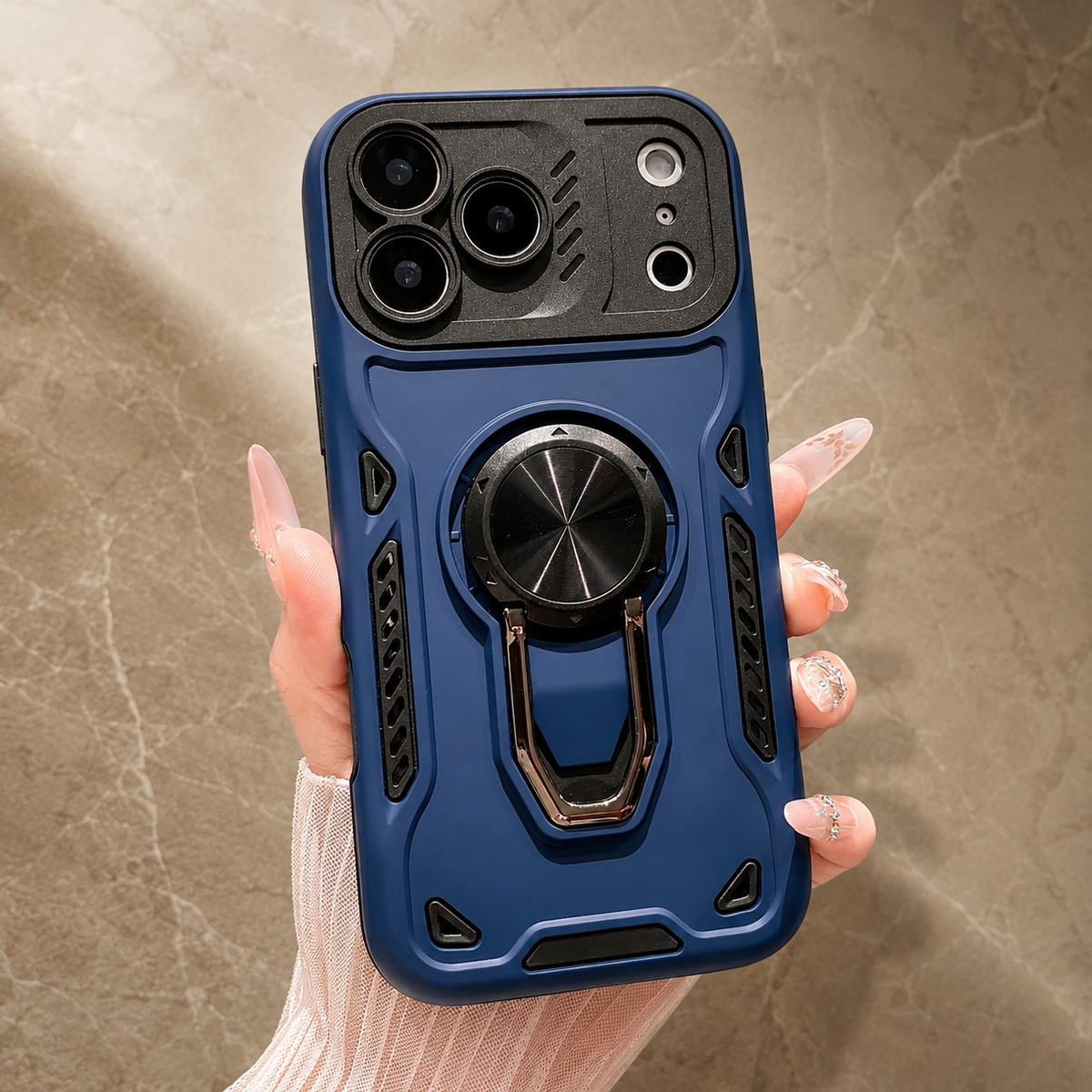 Premium iPhone Case Ring Holder Invisible Kickstand Shockproof PC TPU Protective Cover Anti Scratch Anti Fingerprint Matte Non Slip Slim Fit Stand Case