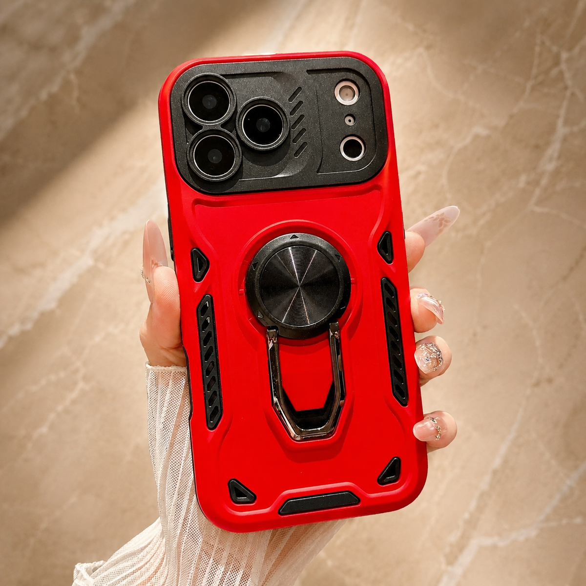 Premium iPhone Case Ring Holder Invisible Kickstand Shockproof PC TPU Protective Cover Anti Scratch Anti Fingerprint Matte Non Slip Slim Fit Stand Case