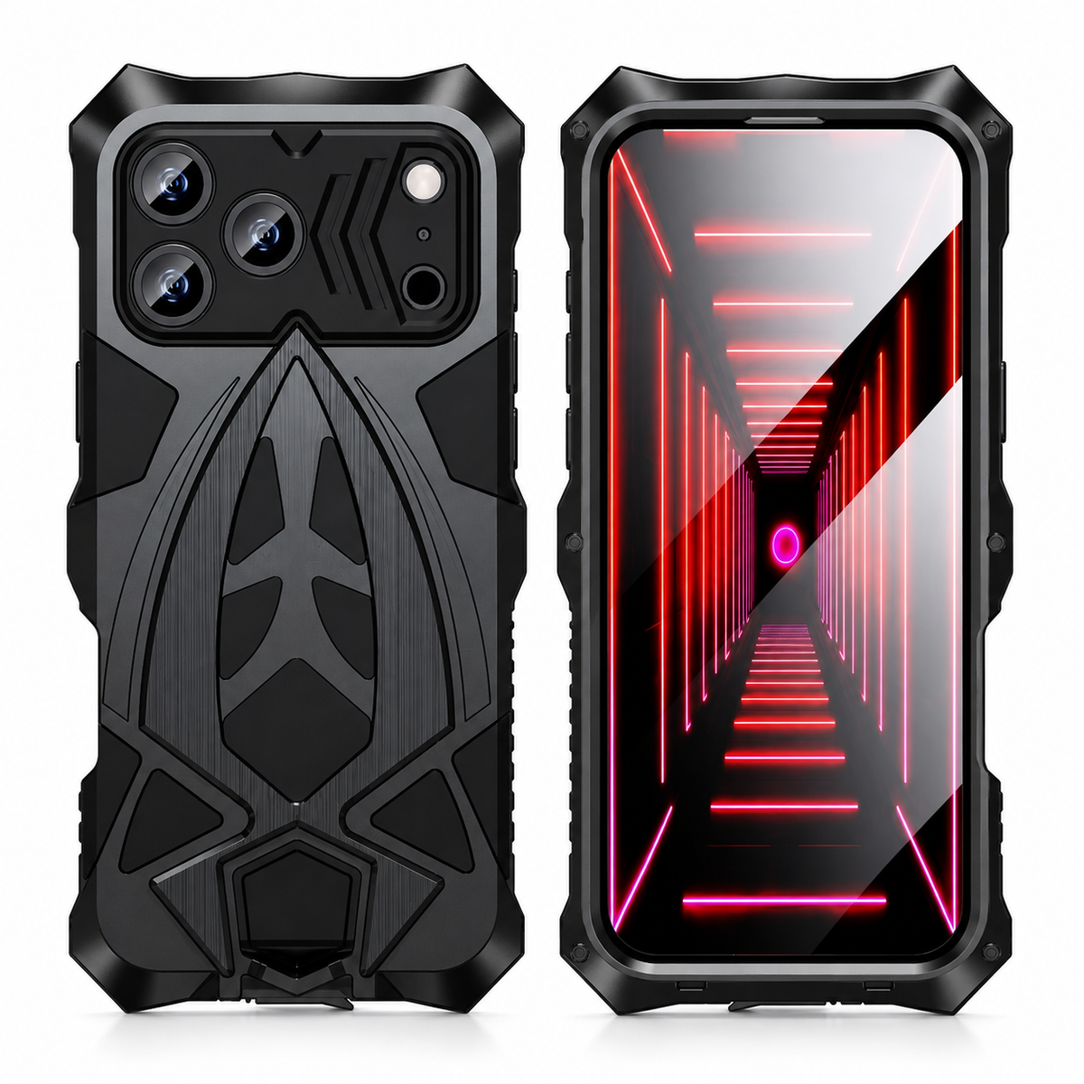 Premium iPhone Case Rugged Shockproof Metal Frame Armor Cover Anti Scratch Dustproof Full Edge Protection Reinforced Corner Grip Design