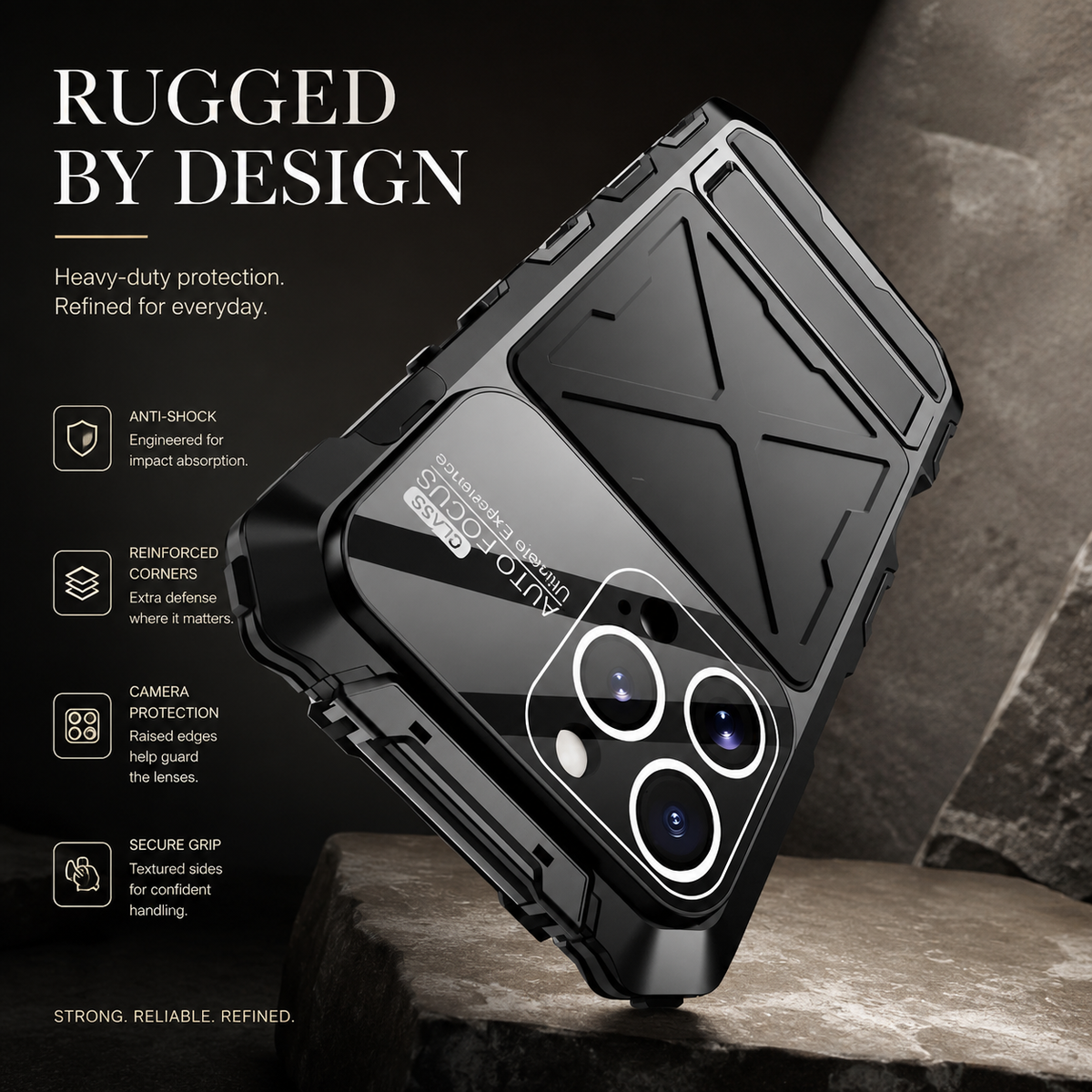 Premium iPhone Case Shockproof Metal Bumper Anti Fall Silicone Bracket Rugged Edge Protection Anti Slip Lightweight Protective Cover Durable Frame